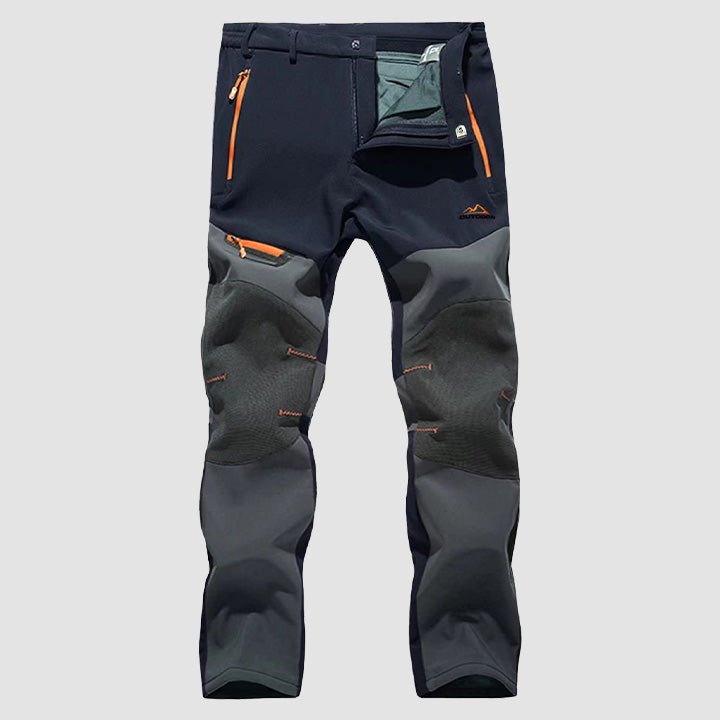 Navy Men's Fleece-Lined Softshell Pants, Water-Resistant for Outdoors
