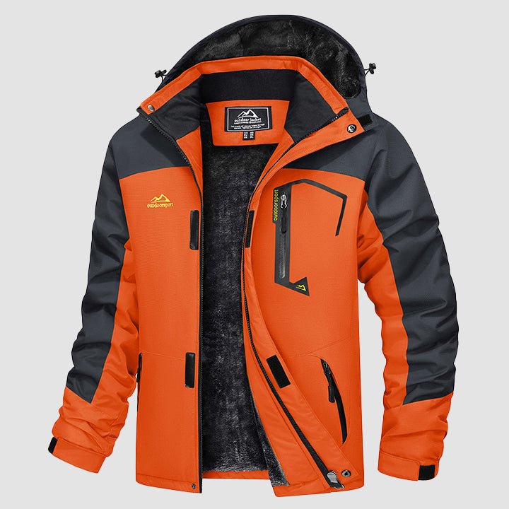 Men's Water-Repellent Winter Ski Jacket with Fleece Lining - MAGCOMSEN #Color_Orange Grey