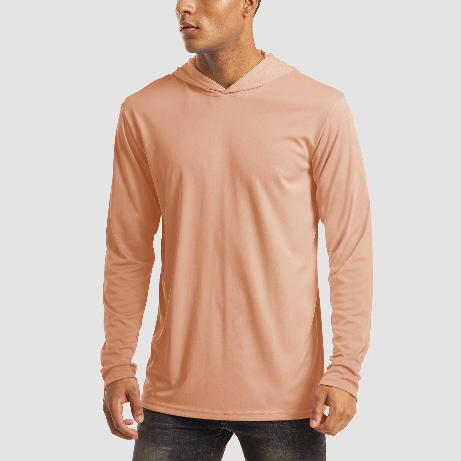 Men's Hooded UPF 50+ Sun Protection Long Sleeve Athletic Fishing Shirts