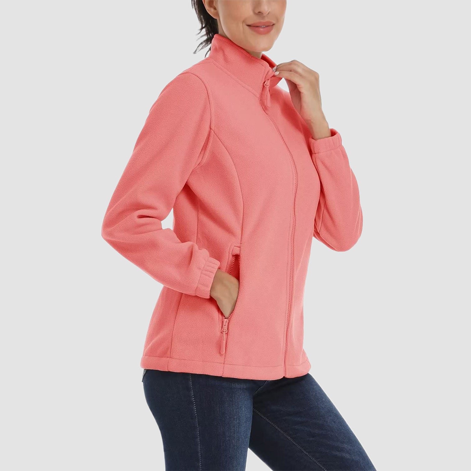 Women's Fleece Jacket Soft Full Zip Warm Long Sleeve with 2 Zipper Pockets Winter Jackets - MAGCOMSEN