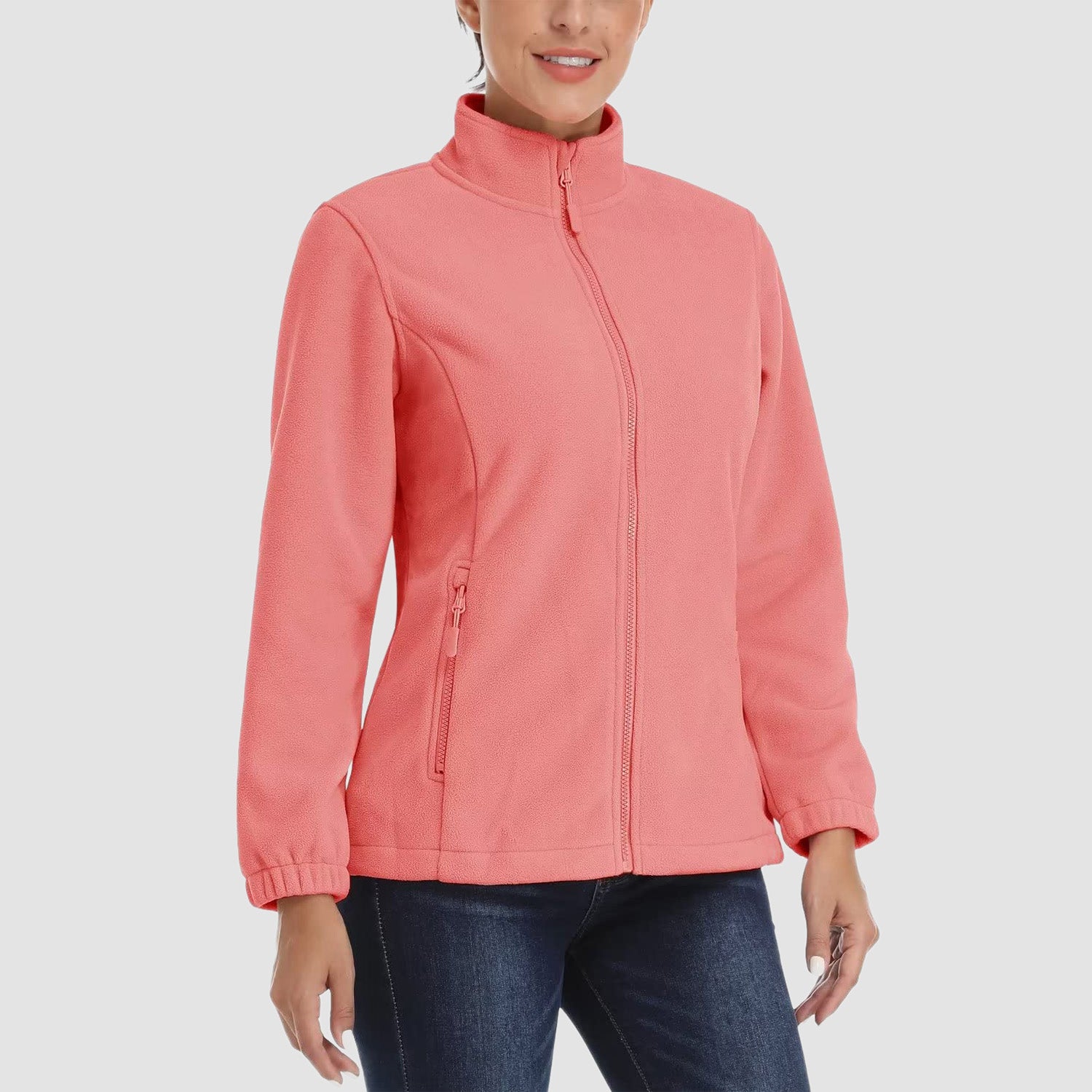 Women's Fleece Jacket Soft Full Zip Warm Long Sleeve with 2 Zipper Pockets Winter Jackets - MAGCOMSEN