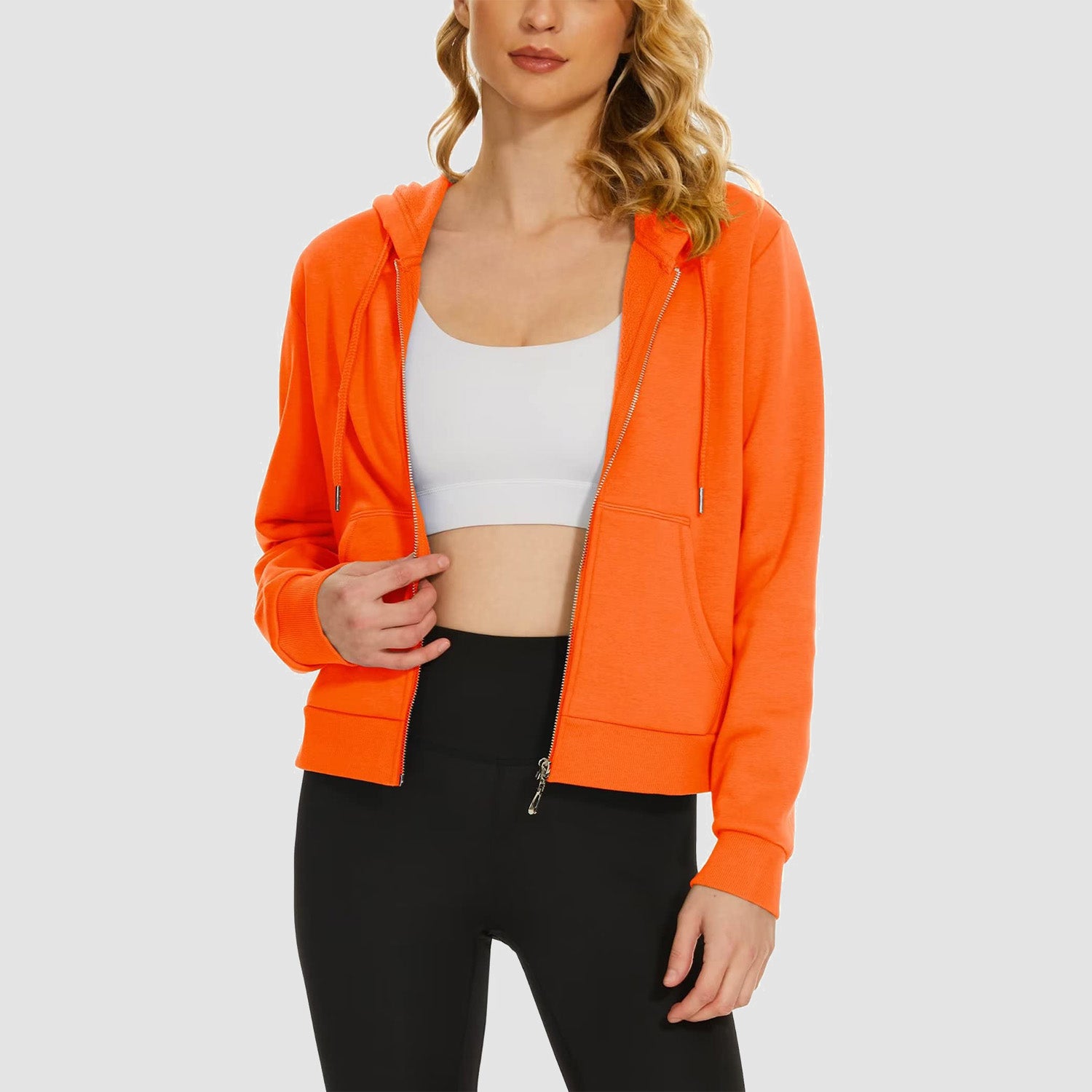 Women's Hoodie Jacket Fleece Lined Crop Tops Full Zip Hoodie For Winter - MAGCOMSEN