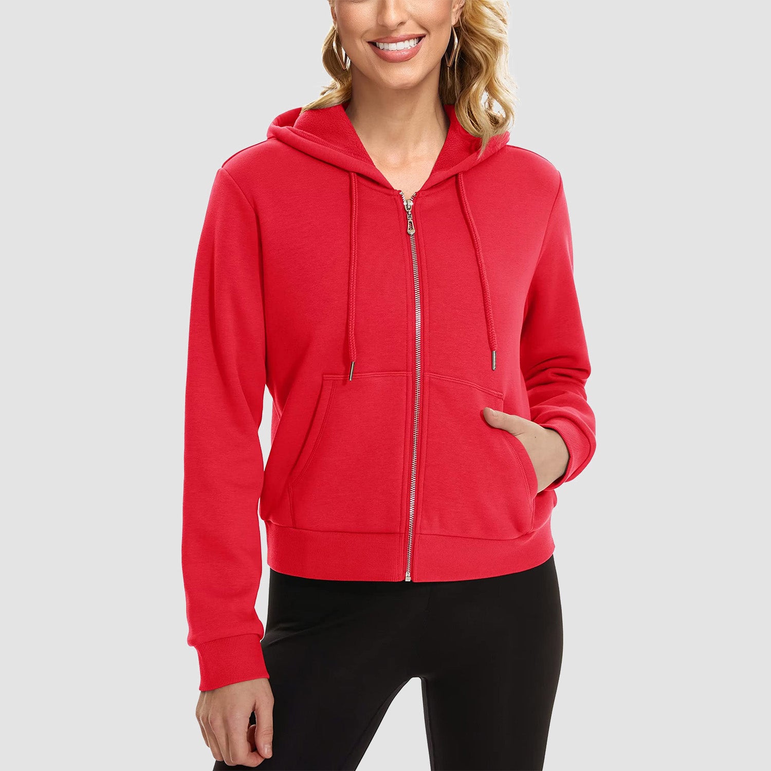 Women's Hoodie Jacket Fleece Lined Crop Tops Full Zip Hoodie For Winter - MAGCOMSEN