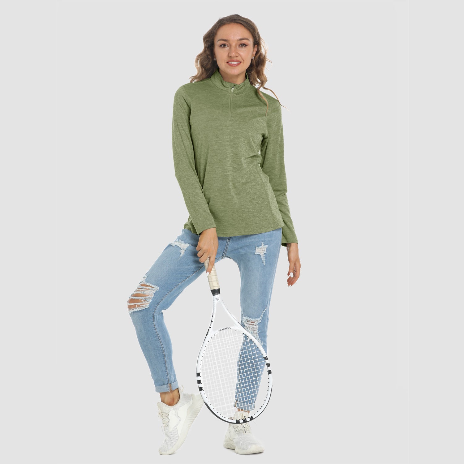 Women's Shirts Long Sleeve 1/4 Zip UPF50+ UV Sun Protection Shirts Quick Dry