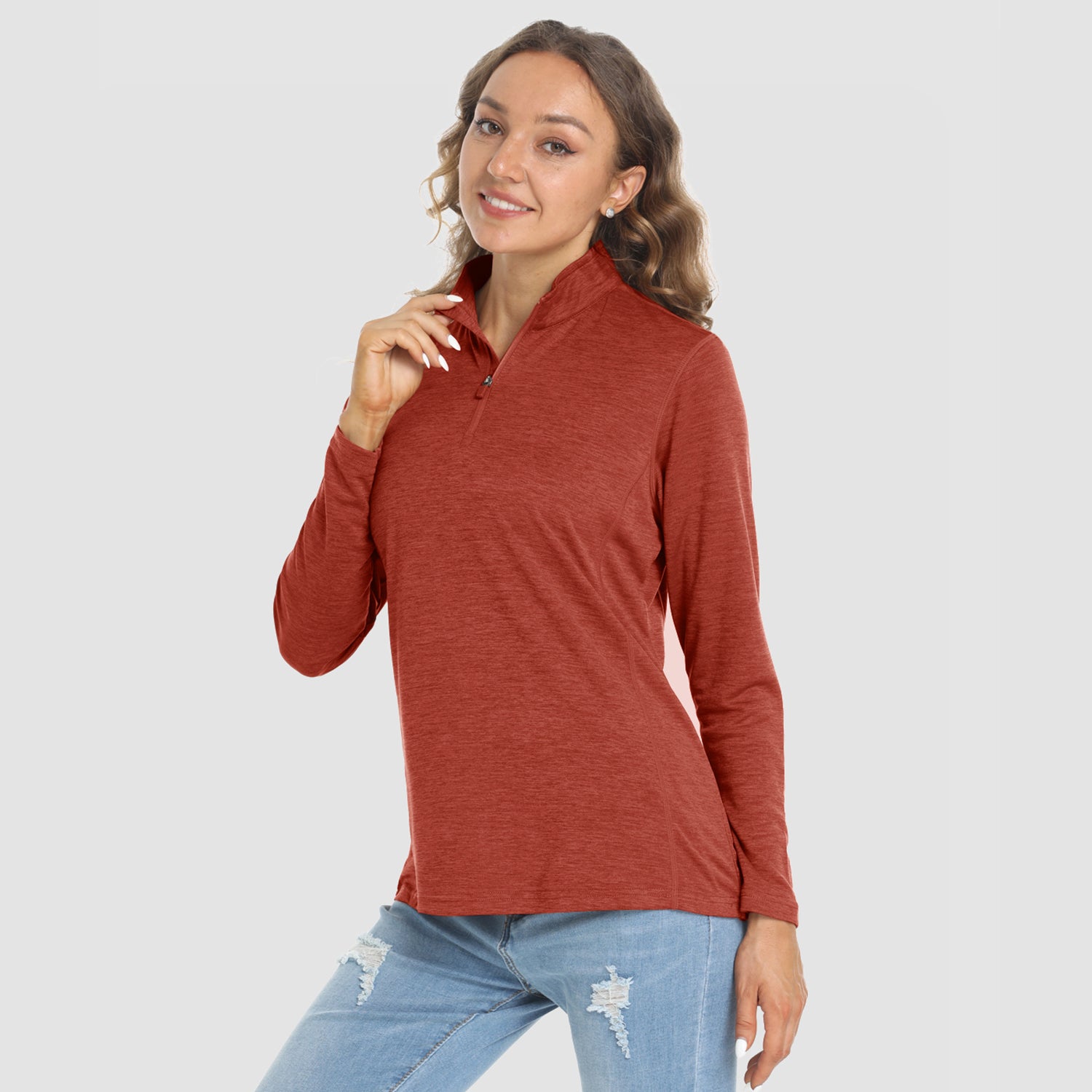 Women's Shirts Long Sleeve 1/4 Zip UPF50+ UV Sun Protection Shirts Quick Dry