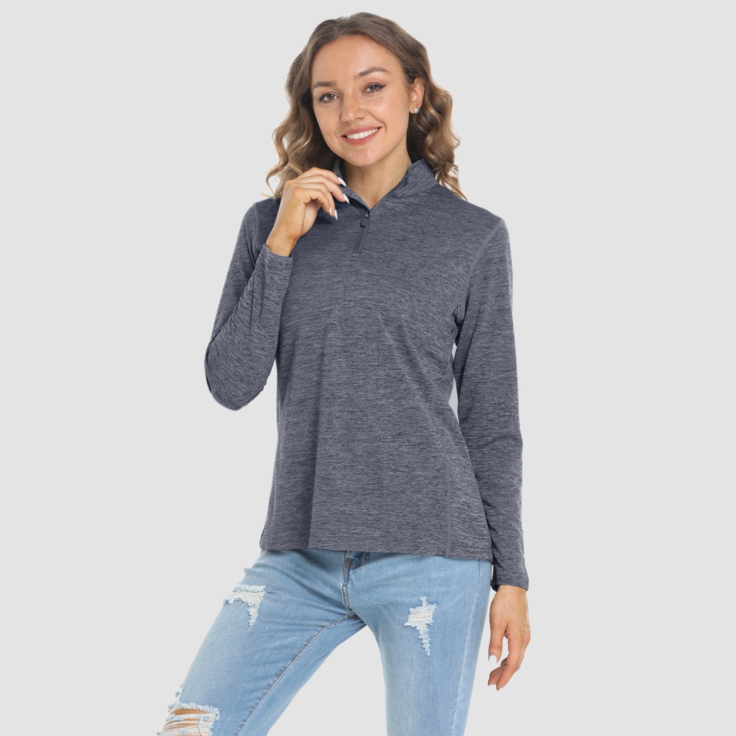 Women's Shirts Long Sleeve 1/4 Zip UPF50+ UV Sun Protection Shirts Quick Dry