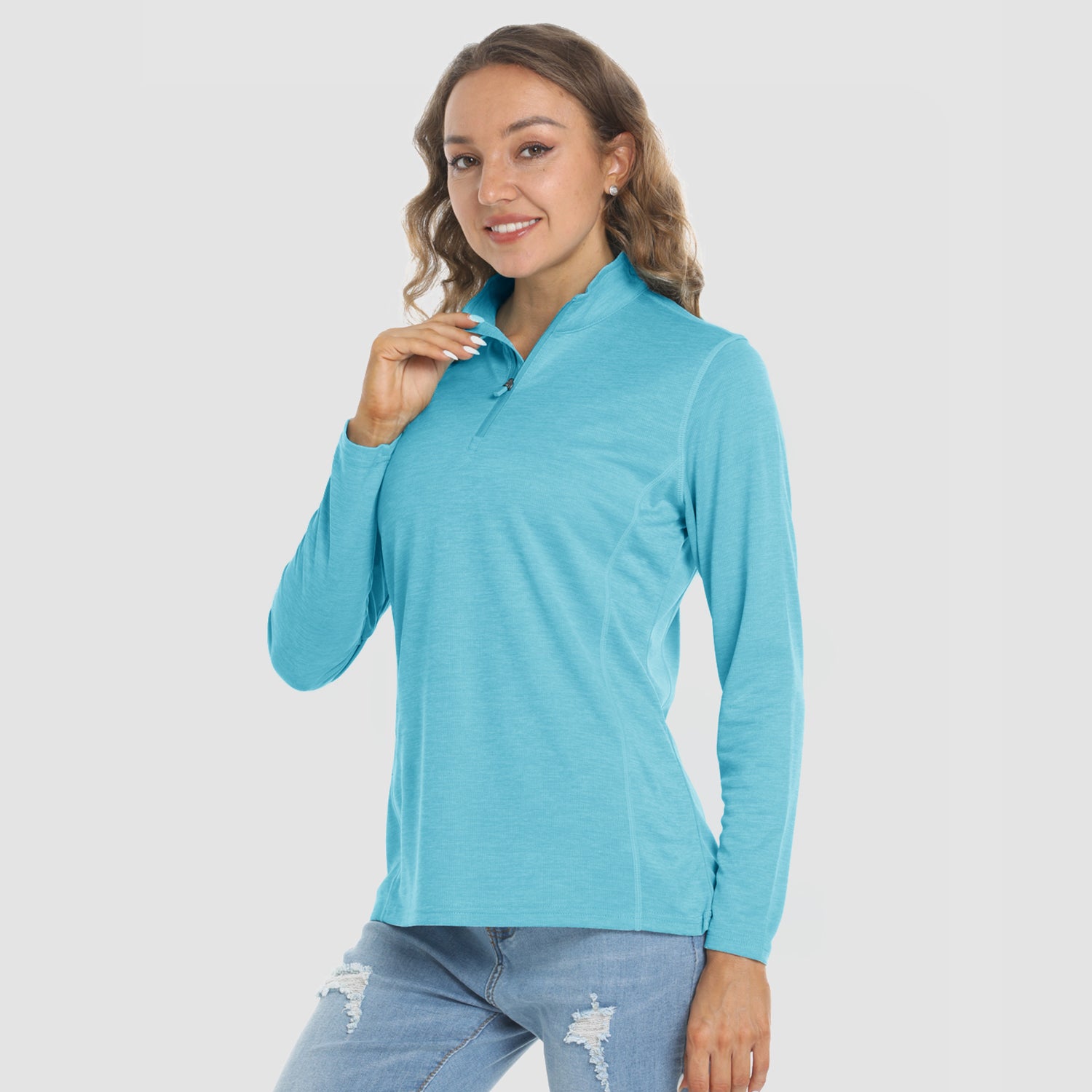 Women's Shirts Long Sleeve 1/4 Zip UPF50+ UV Sun Protection Shirts Quick Dry
