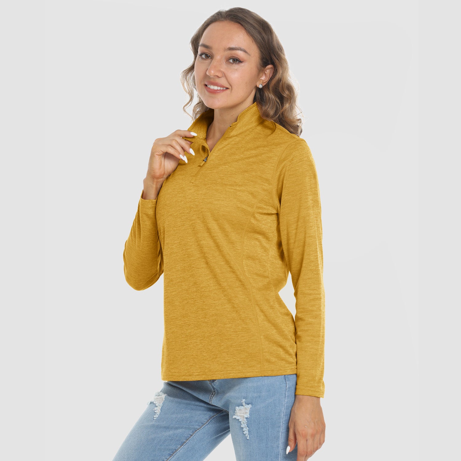 Women's Shirts Long Sleeve 1/4 Zip UPF50+ UV Sun Protection Shirts Quick Dry