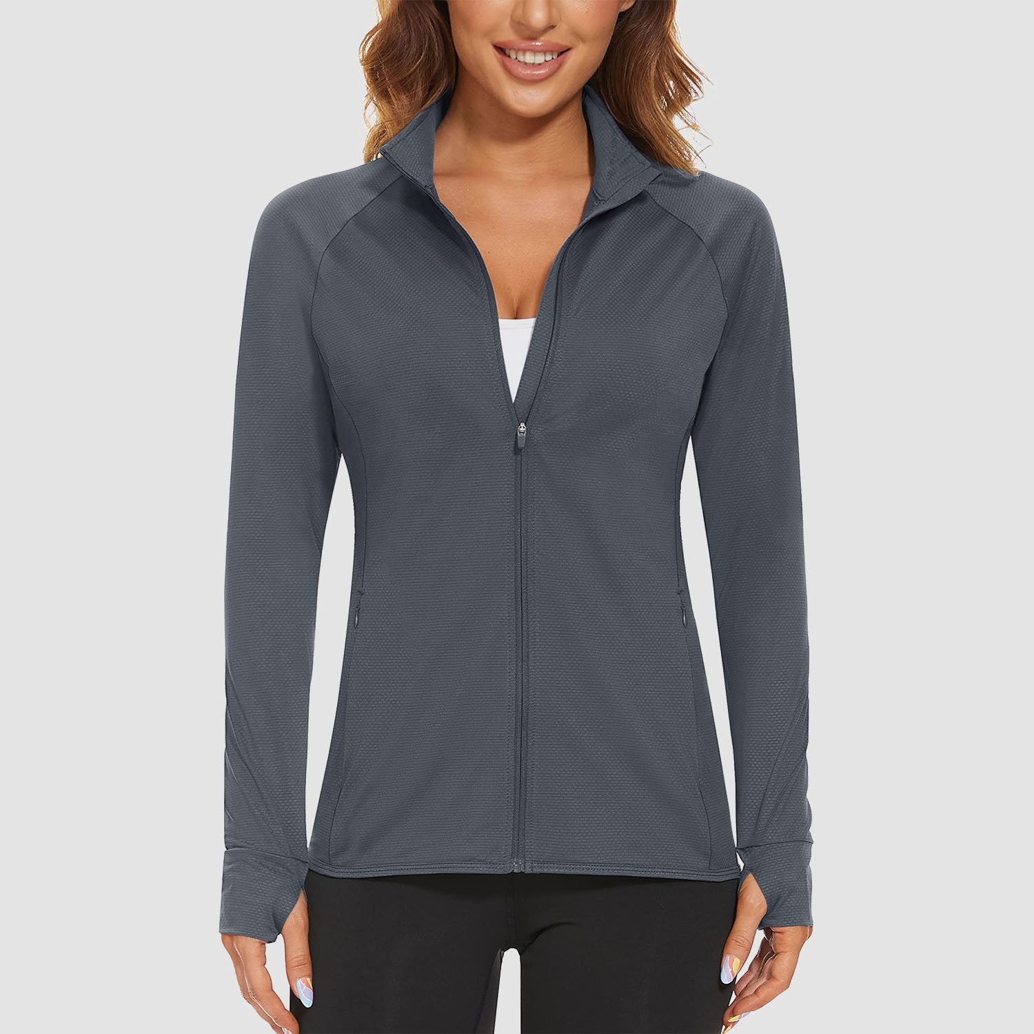 Dark Grey Women's UPF 50+ Sun Protection Tennis Jacket Long Sleeve - MAGCOMSEN