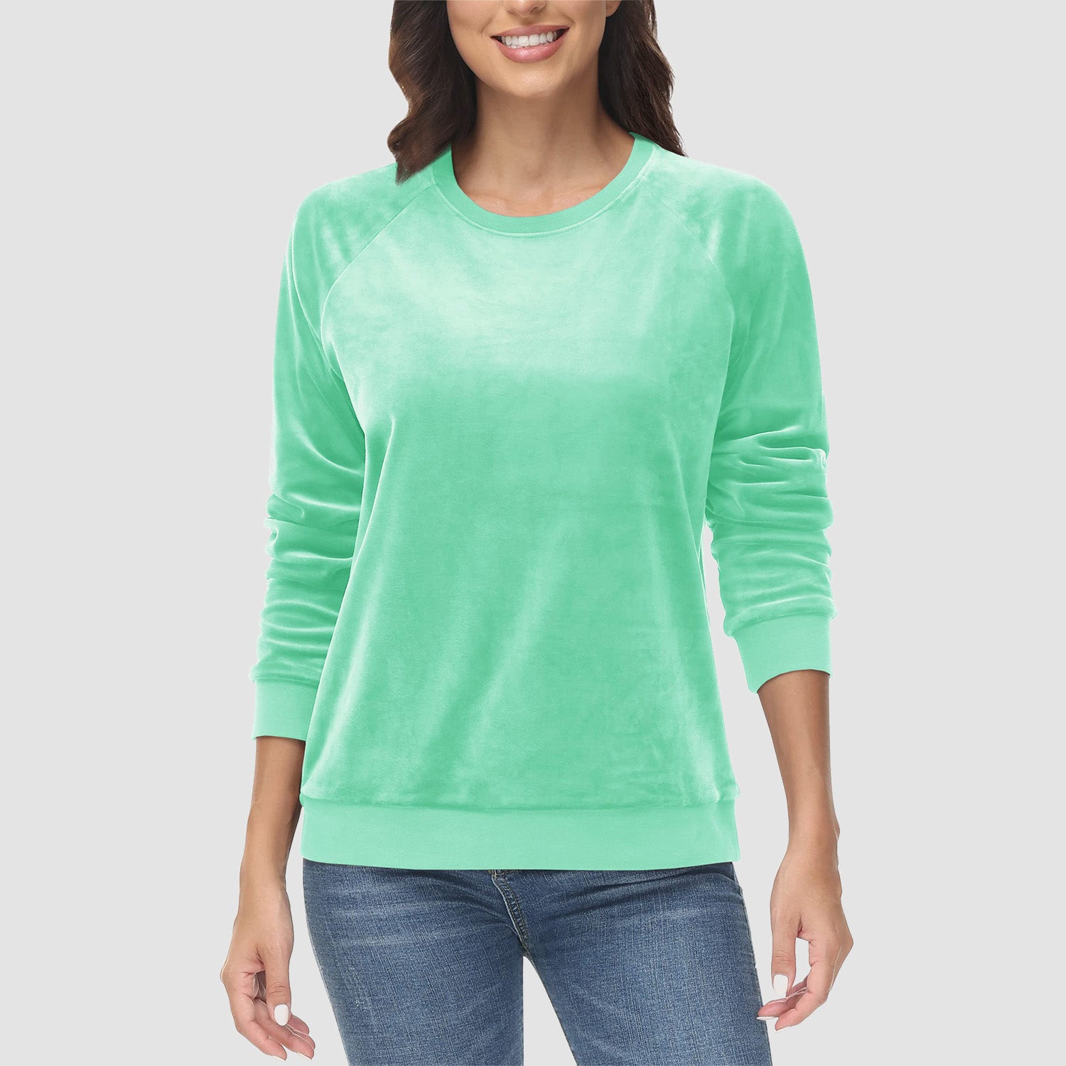 Women's Sweatshirt Crewneck Pullover Casual Long Sleeve Shirts Fleece Warm Velour Sweatshirts - MAGCOMSEN