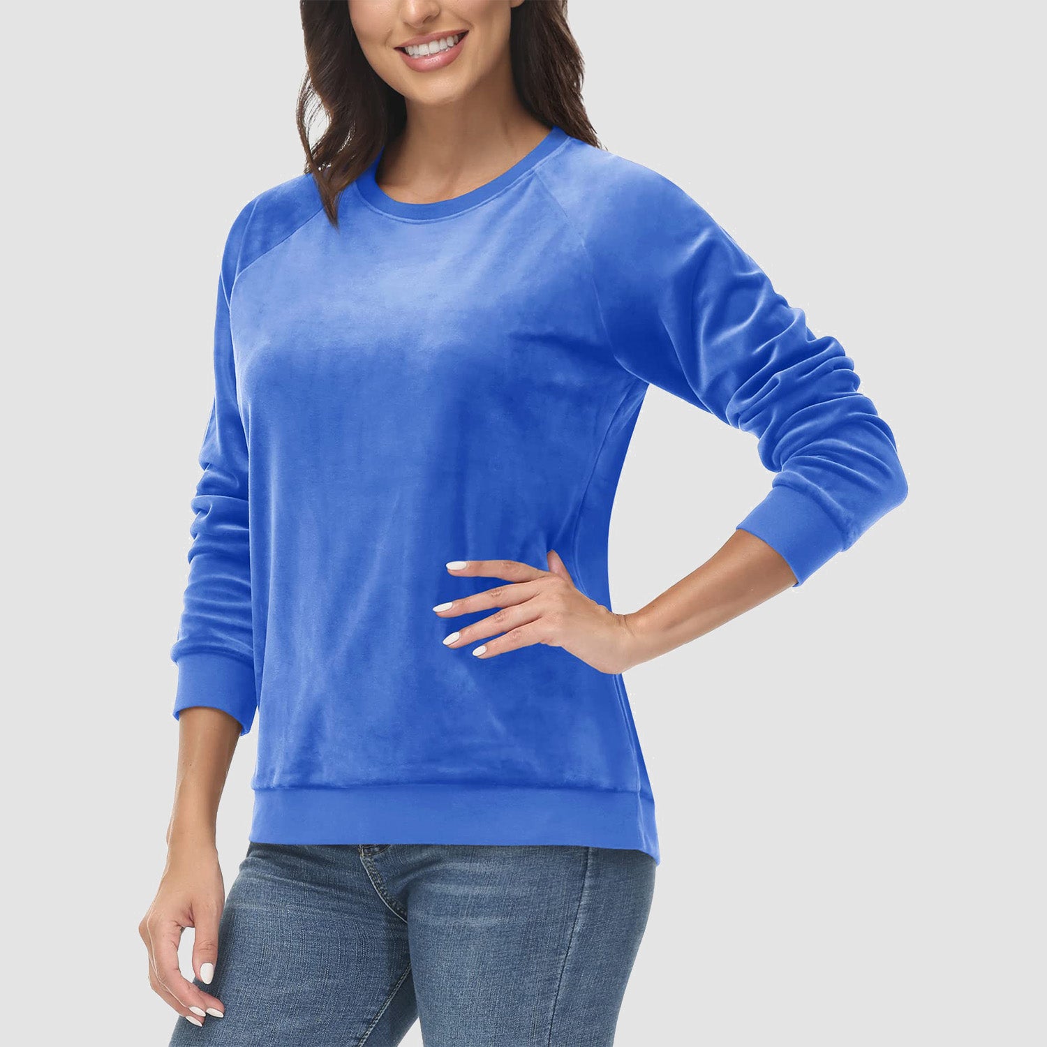 Women's Sweatshirt Crewneck Pullover Casual Long Sleeve Shirts Fleece Warm Velour Sweatshirts - MAGCOMSEN