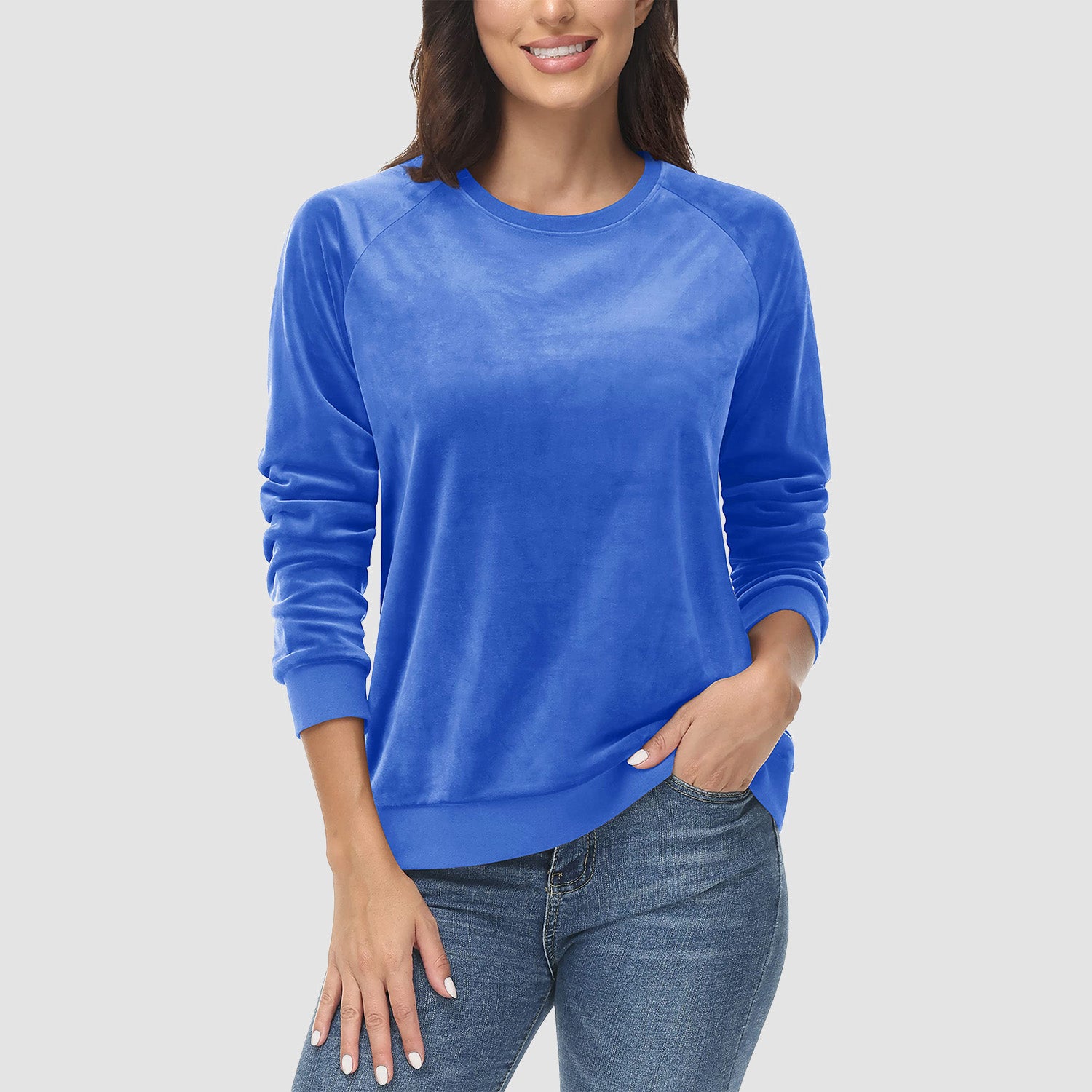 Women's Sweatshirt Crewneck Pullover Casual Long Sleeve Shirts Fleece Warm Velour Sweatshirts - MAGCOMSEN