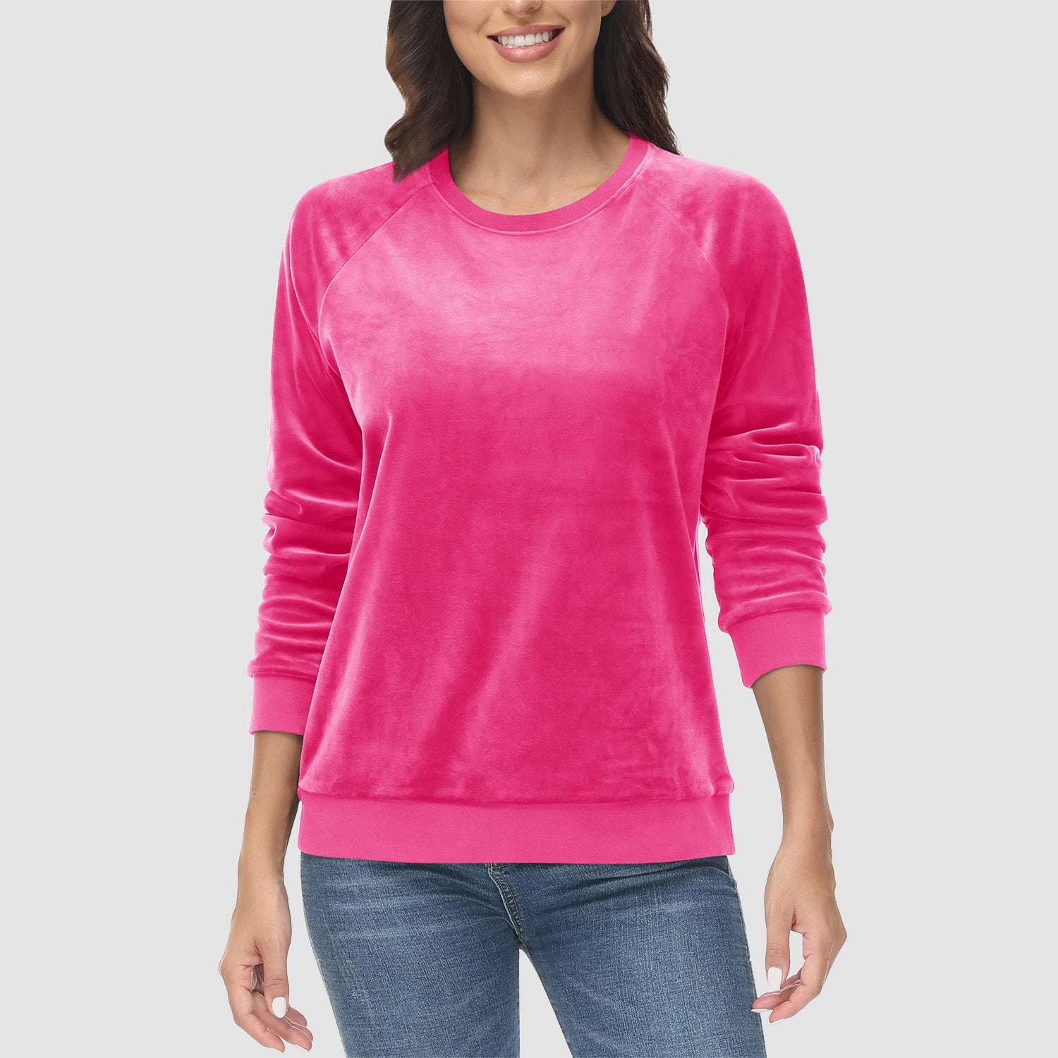 Women's Sweatshirt Crewneck Pullover Casual Long Sleeve Shirts Fleece Warm Velour Sweatshirts - MAGCOMSEN