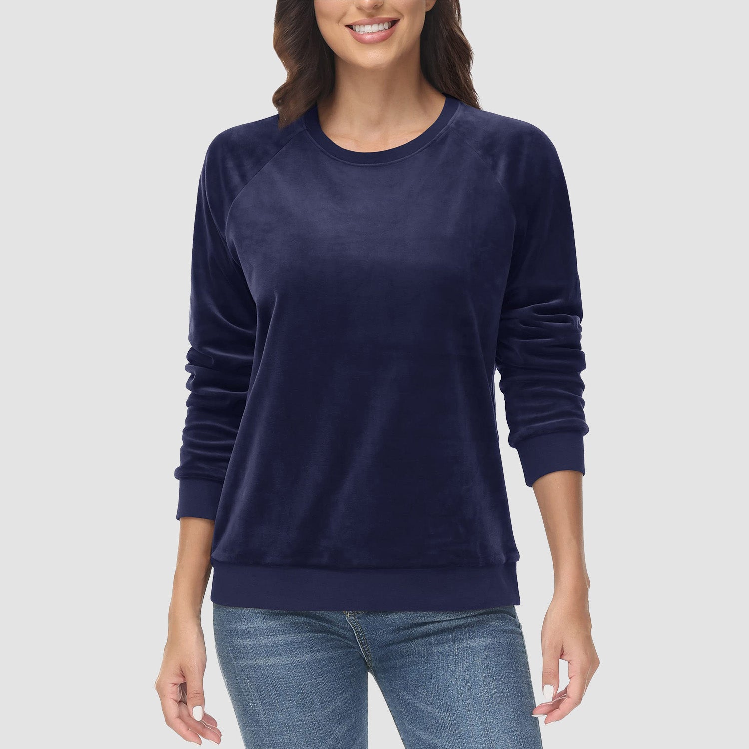 Women's Sweatshirt Crewneck Pullover Casual Long Sleeve Shirts Fleece Warm Velour Sweatshirts - MAGCOMSEN