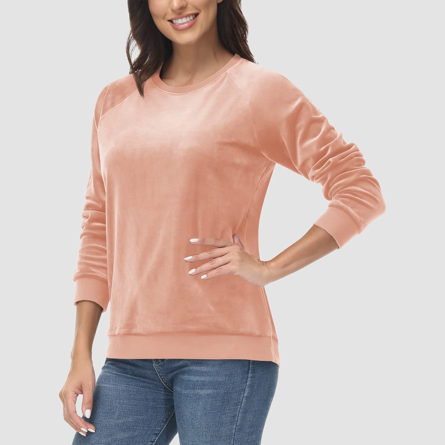 Women's Sweatshirt Crewneck Pullover Casual Long Sleeve Shirts Fleece Warm Velour Sweatshirts - MAGCOMSEN