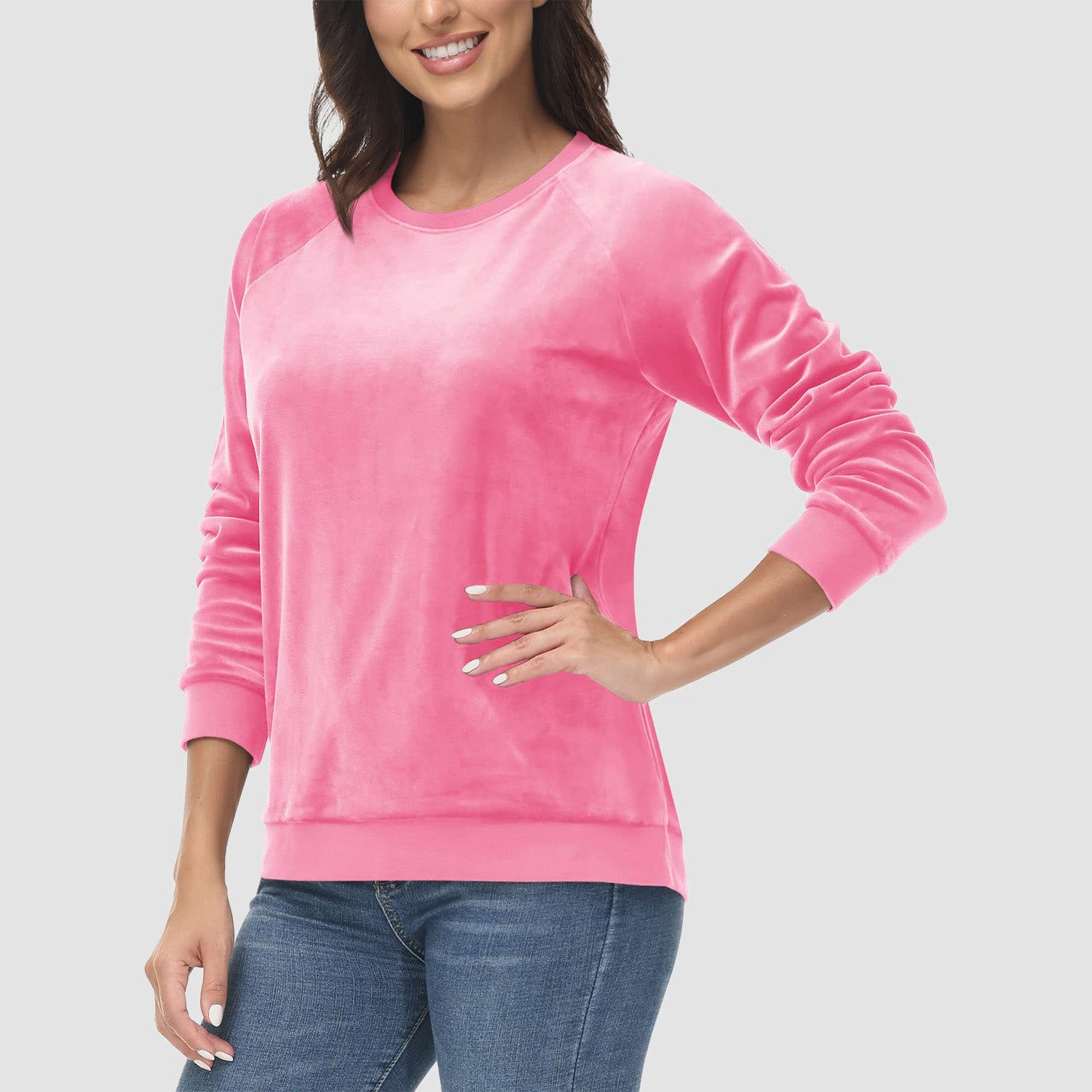Women's Sweatshirt Crewneck Pullover Casual Long Sleeve Shirts Fleece Warm Velour Sweatshirts - MAGCOMSEN