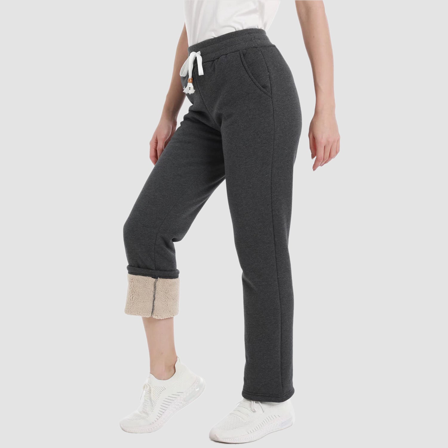 Women's Warm Winter Pants Sherpa Lined Athletic Sweatpants Jogger Pants with 3 Pockets - MAGCOMSEN