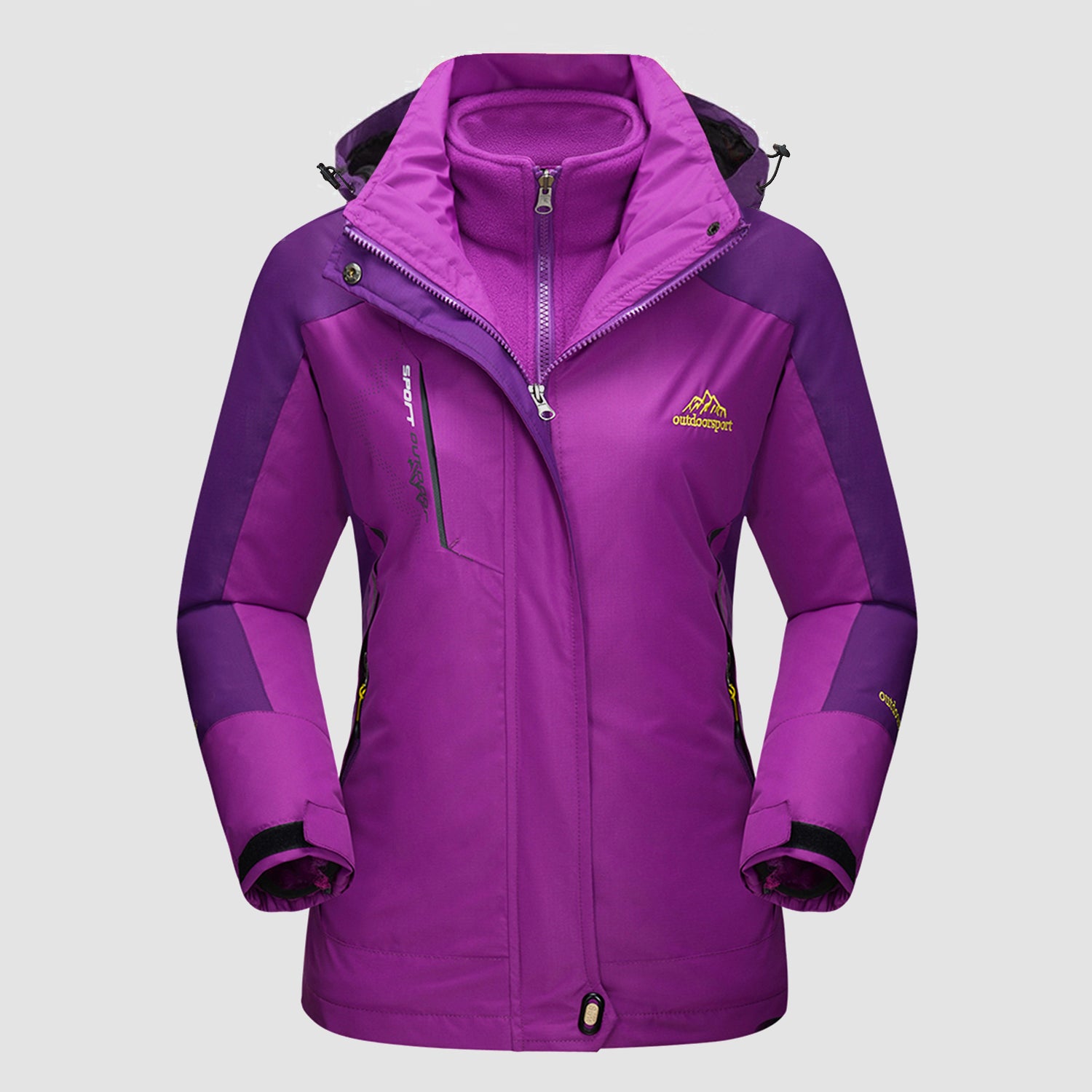 Purple Women's 3-in-1 Waterproof Ski Jacket with Fleece Liner - MAGCOMSEN