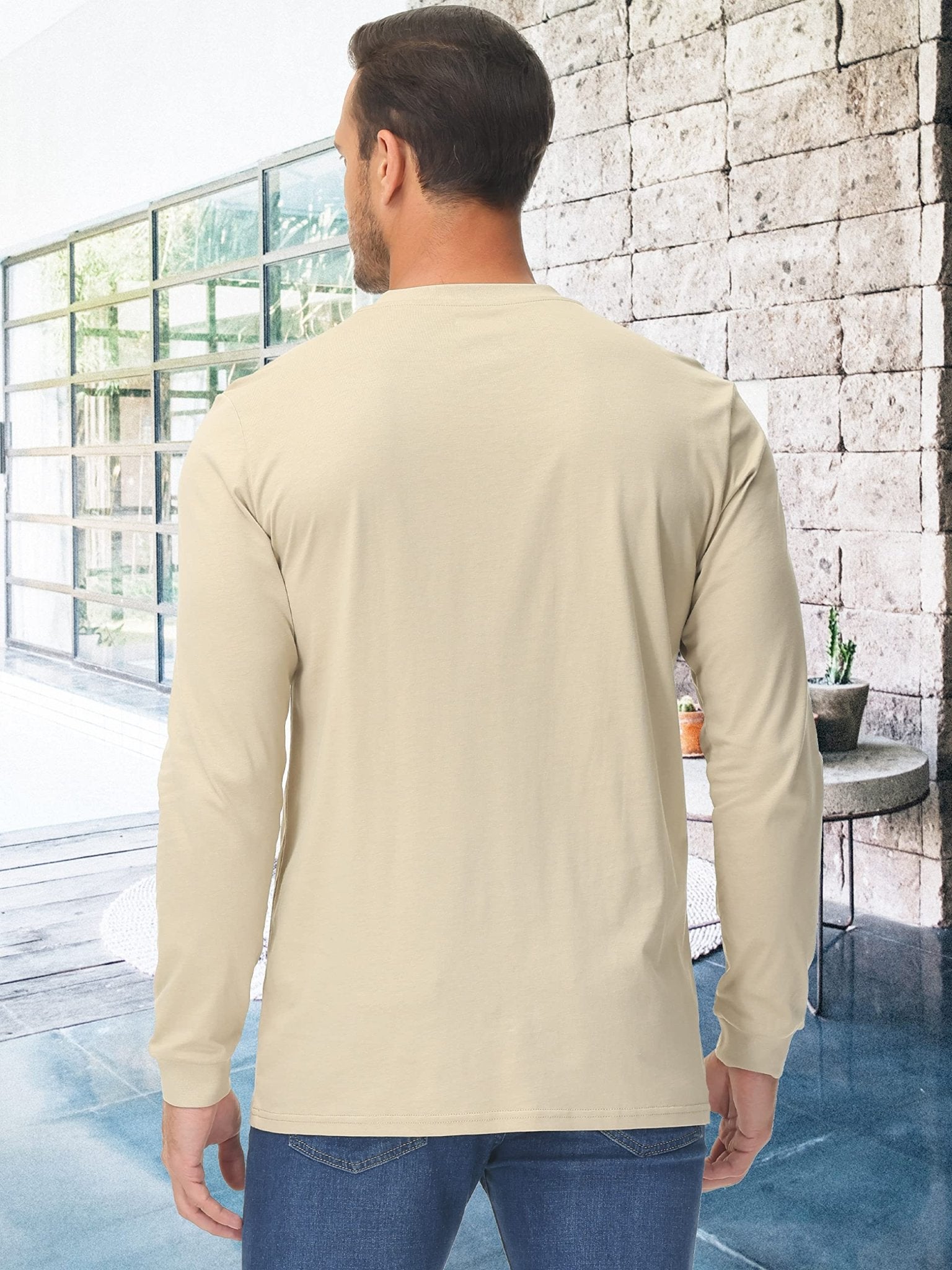 Men's Henley Shirt Cotton Long Sleeve Shirts - MAGCOMSEN
