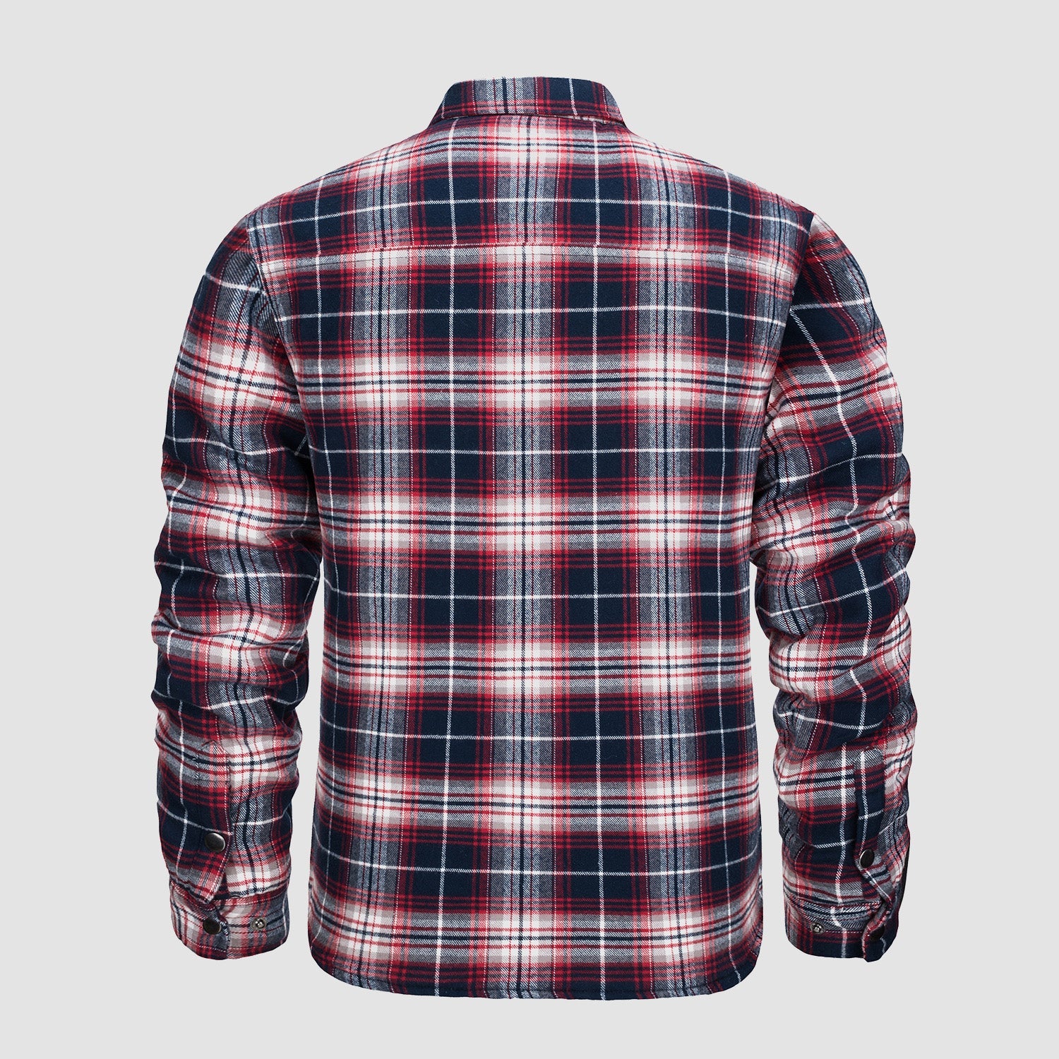 Red White Men's Quilted Flannel Jacket - Warm Winter Padded Shirt - MAGCOMSEN