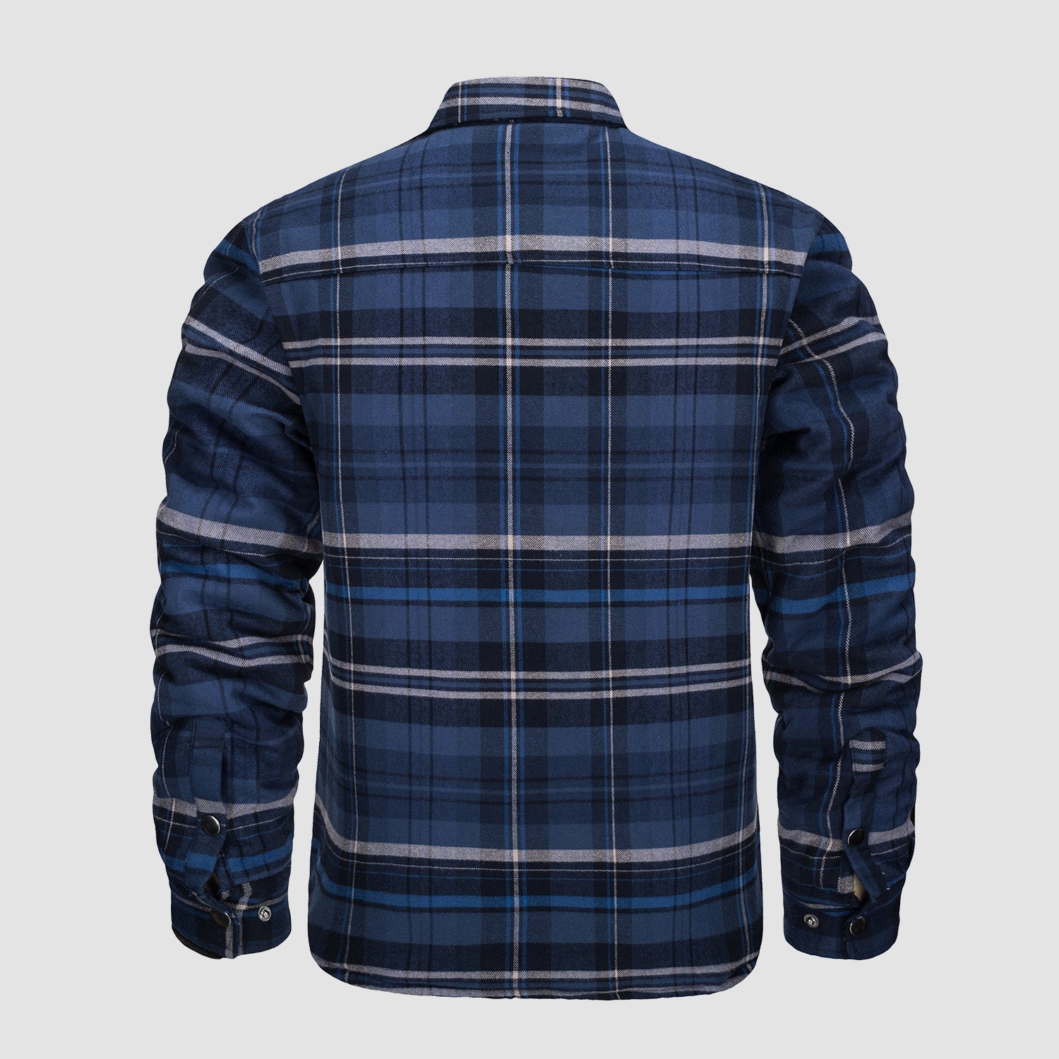 Blue Grey Men's Quilted Flannel Jacket - Warm Winter Padded Shirt - MAGCOMSEN