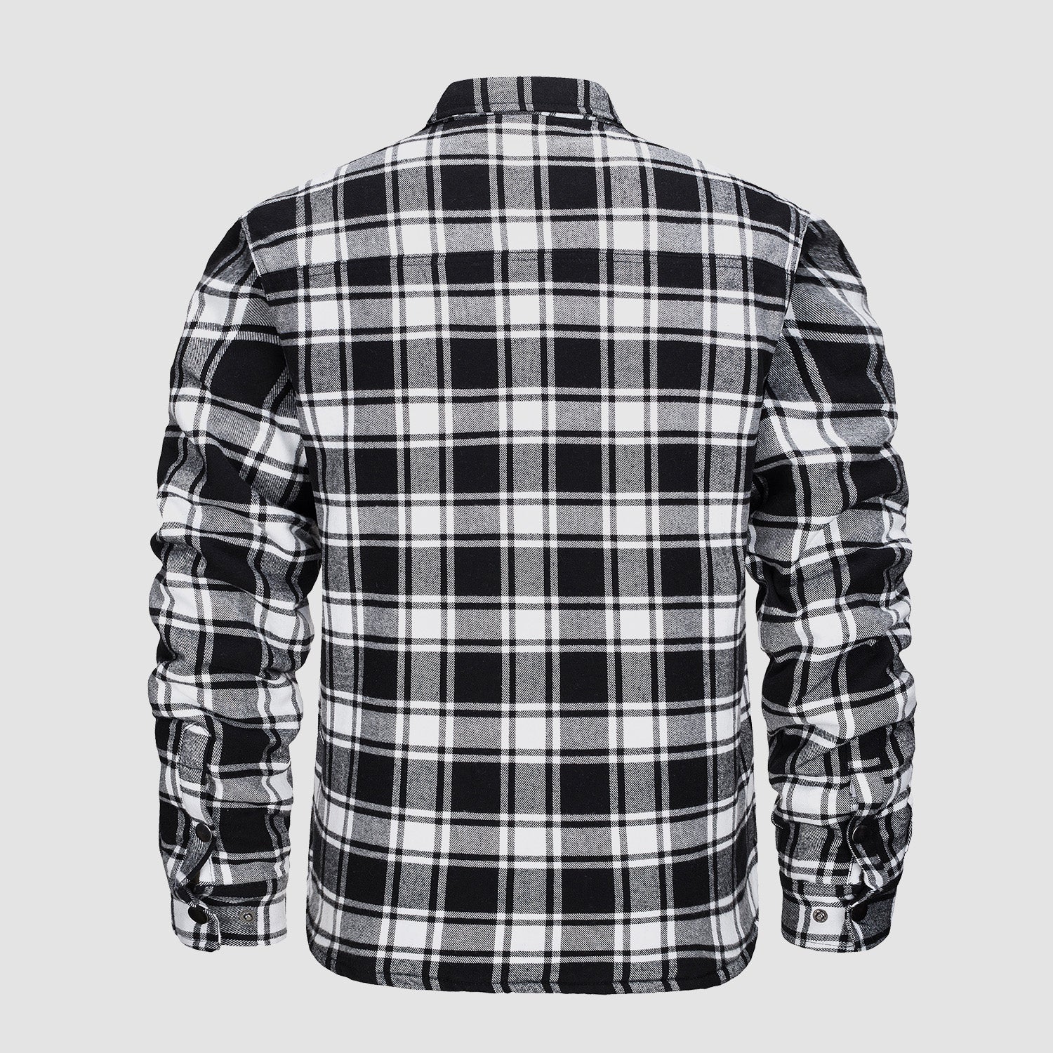 Black Men's Quilted Flannel Jacket - Warm Winter Padded Shirt - MAGCOMSEN