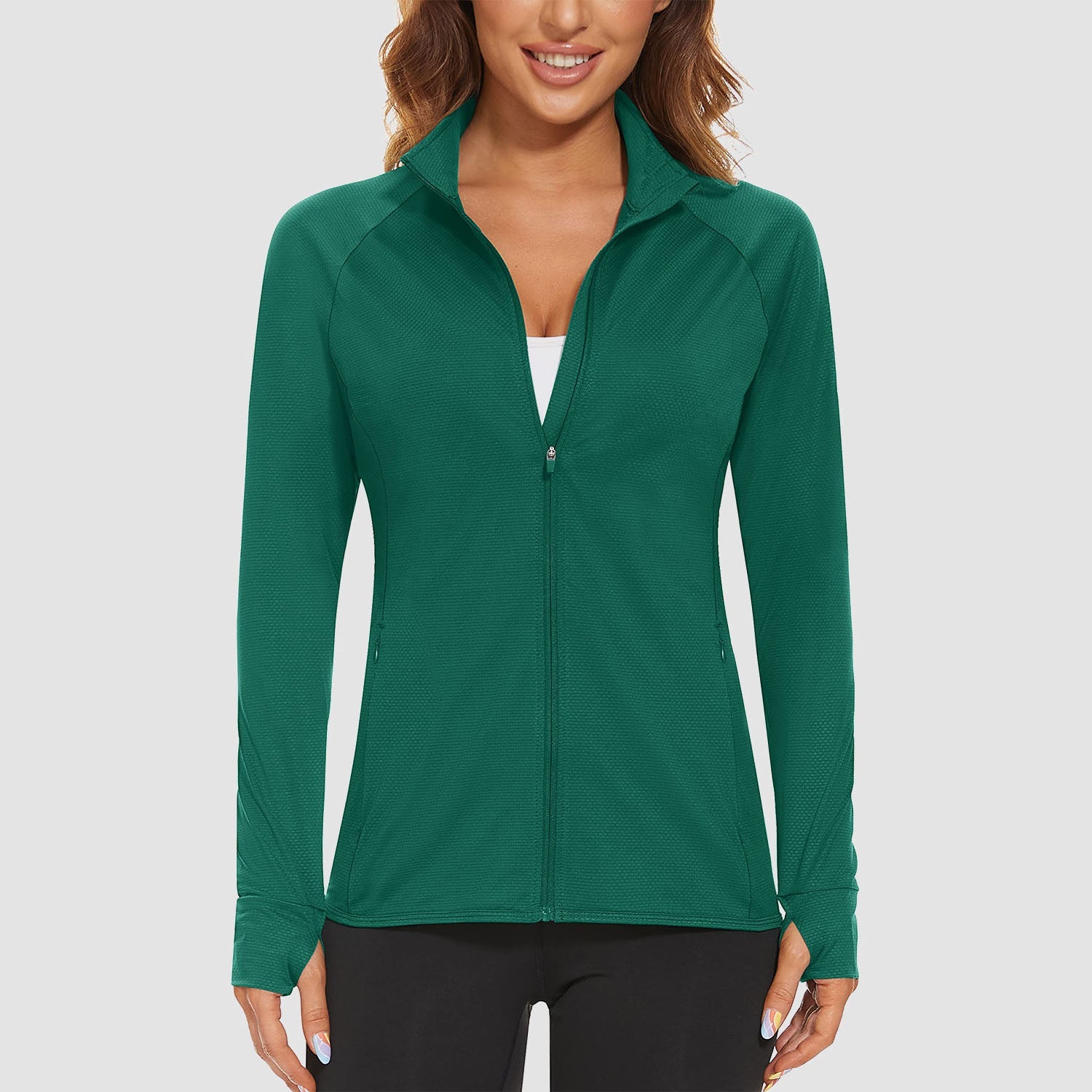 Jade Green Women's UPF 50+ Sun Protection Tennis Jacket Long Sleeve - MAGCOMSEN