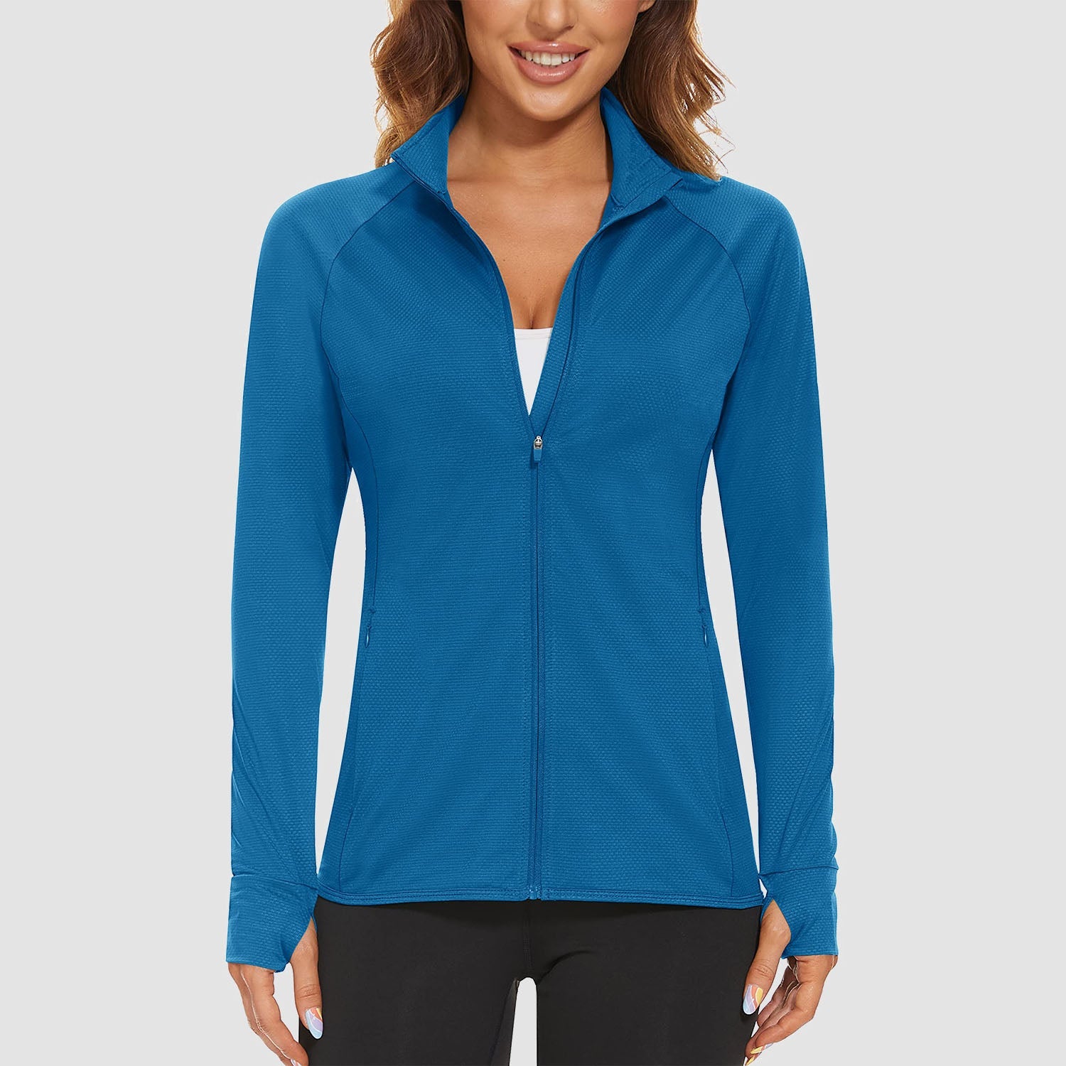 Blue Green Women's UPF 50+ Sun Protection Tennis Jacket Long Sleeve - MAGCOMSEN