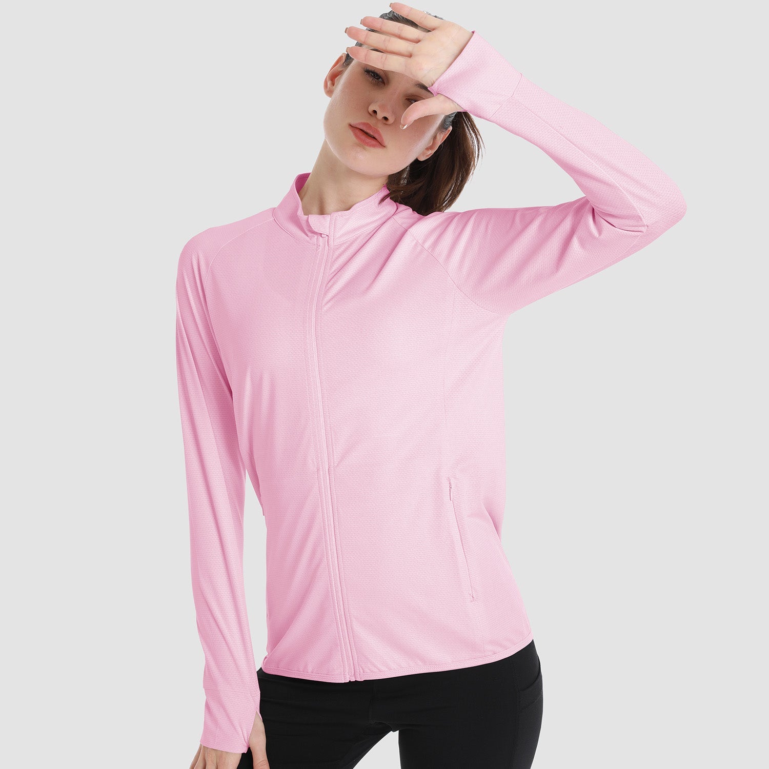 Light Pink Women's UPF 50+ Sun Protection Tennis Jacket Long Sleeve - MAGCOMSEN