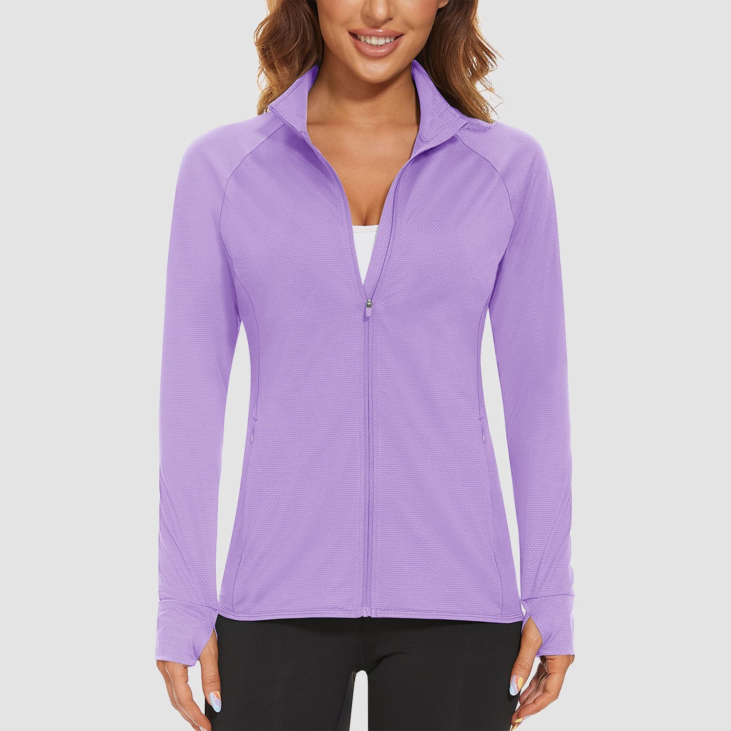 Light Purple Women's UPF 50+ Sun Protection Tennis Jacket Long Sleeve - MAGCOMSEN
