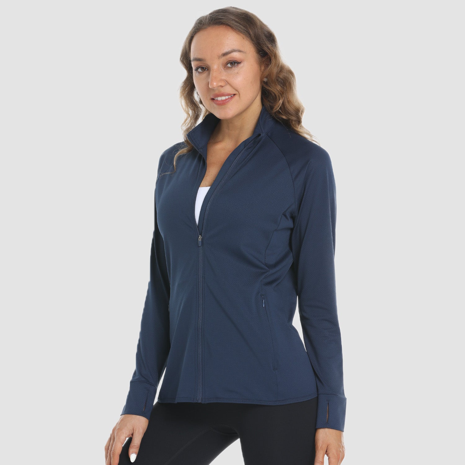 Navy Women's UPF 50+ Sun Protection Tennis Jacket Long Sleeve - MAGCOMSEN