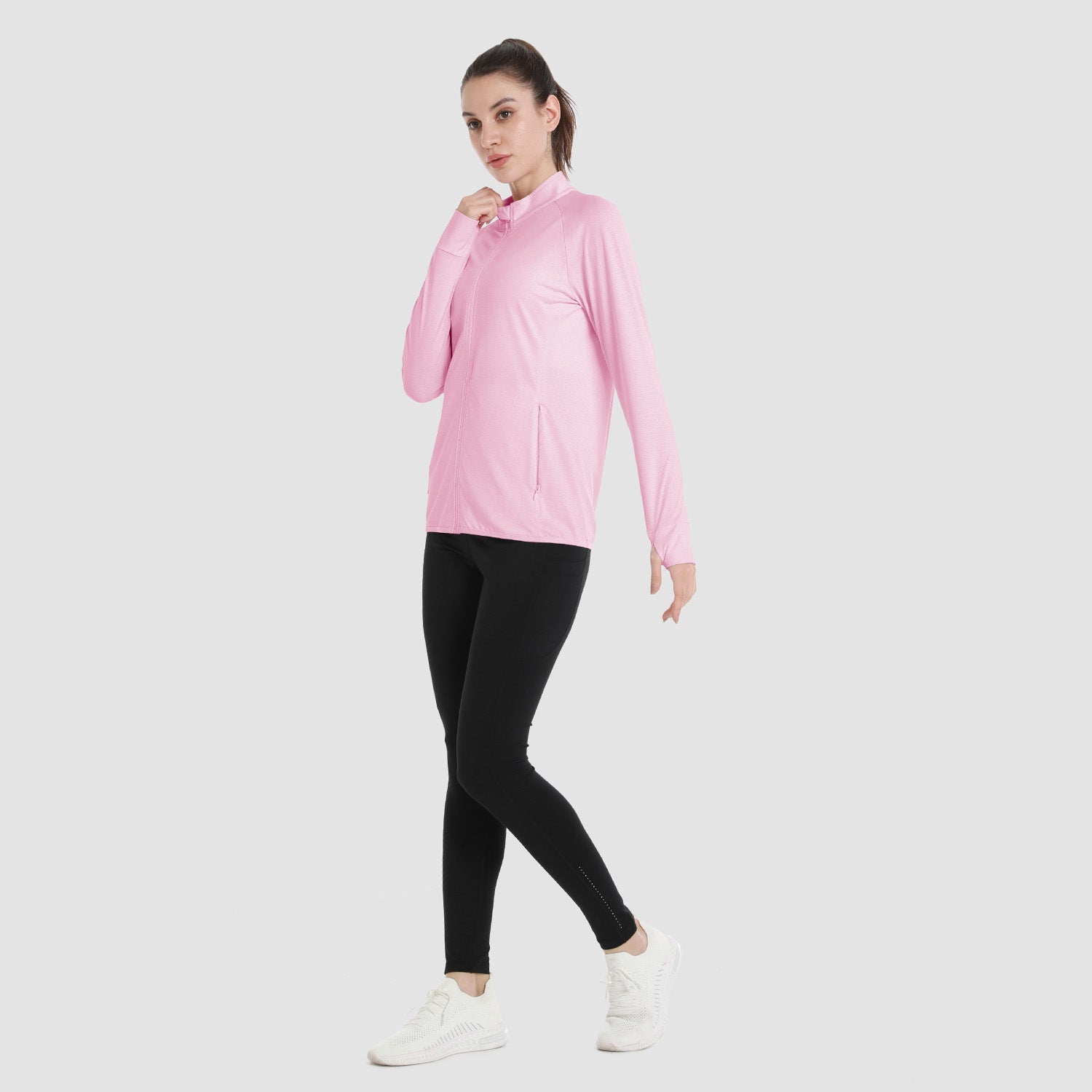 Light Pink Women's UPF 50+ Sun Protection Tennis Jacket Long Sleeve - MAGCOMSEN
