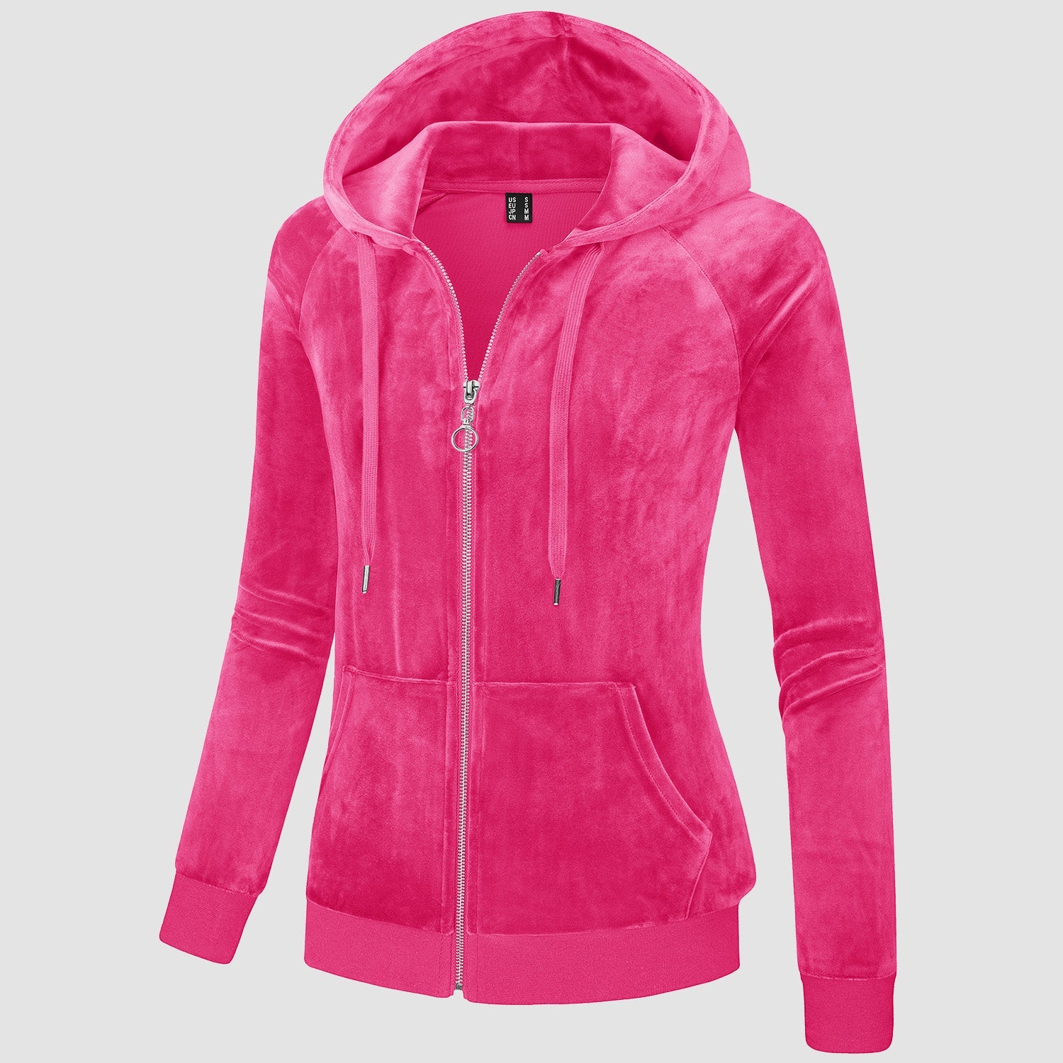 Rose Women's Velour Fleece Hoodie Jacket Slim Fit Outwear - MAGCOMSEN