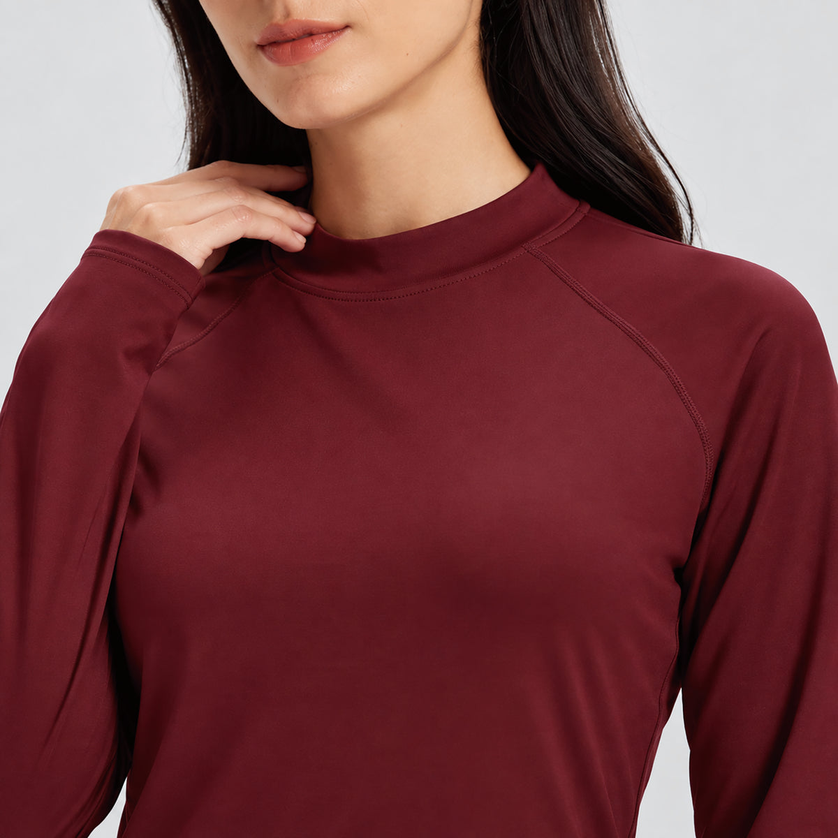 Women's Fleece Lined Thermal Shirt Mock Neck Long Sleeve Base Layer