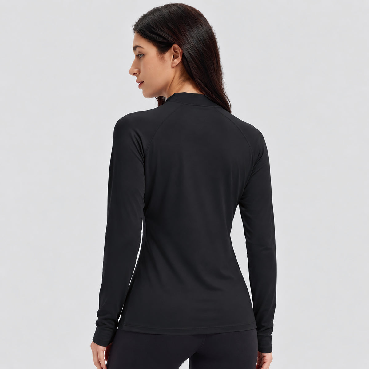 Women's Fleece Lined Thermal Shirt Mock Neck Long Sleeve Base Layer