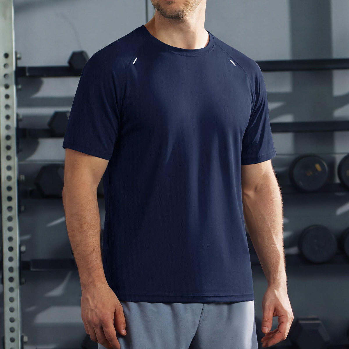 Men's Quick Dry Short Sleeve Athletic Shirt Breathable Mesh Workout Top
