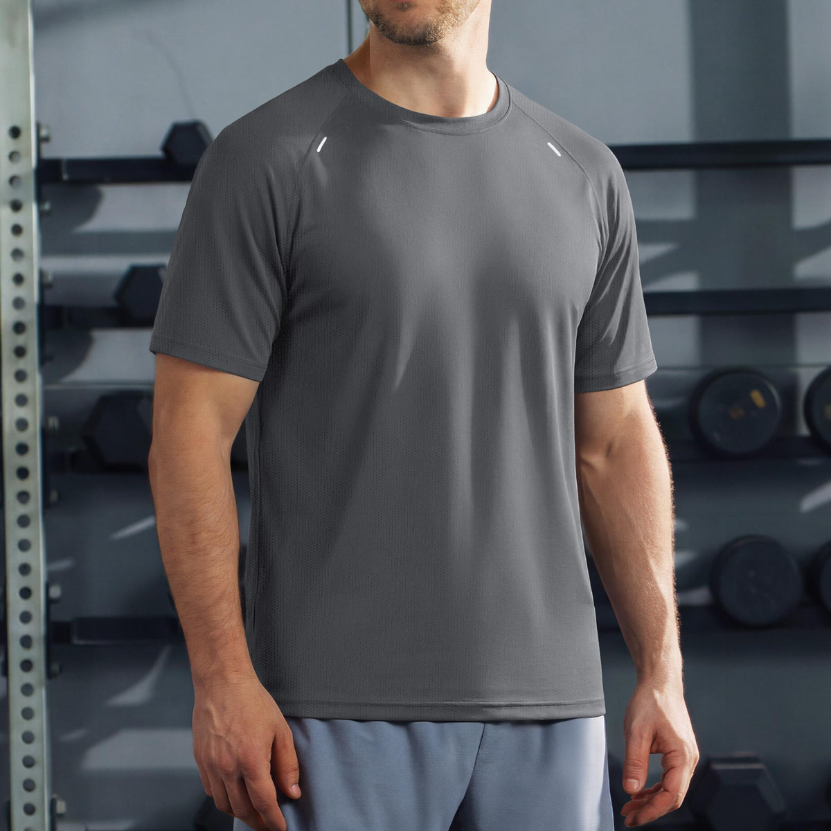 Men's Quick Dry Short Sleeve Athletic Shirt Breathable Mesh Workout Top