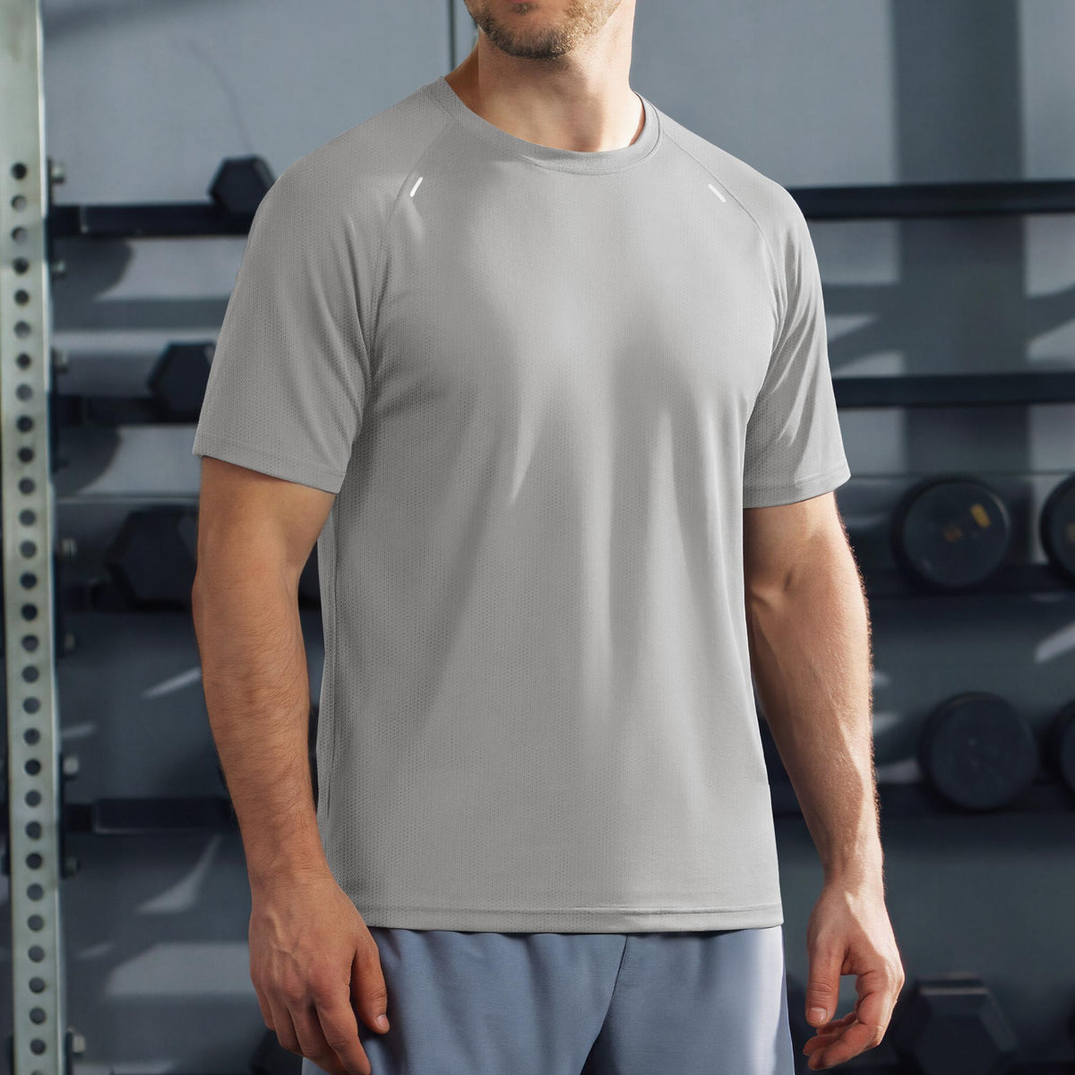 Men's Quick Dry Short Sleeve Athletic Shirt Breathable Mesh Workout Top