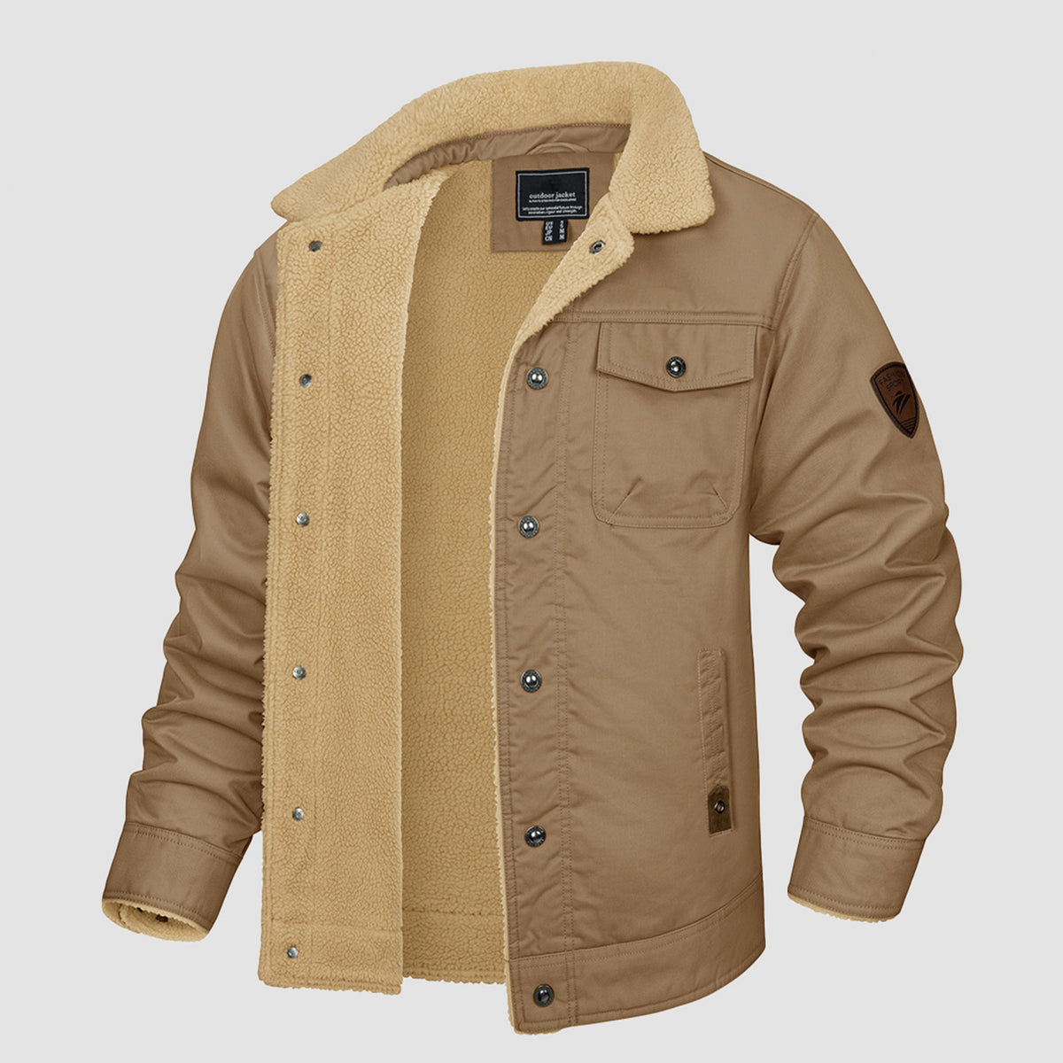 Men's Sherpa Lined Trucker Jacket | Casual Denim Canvas Coat