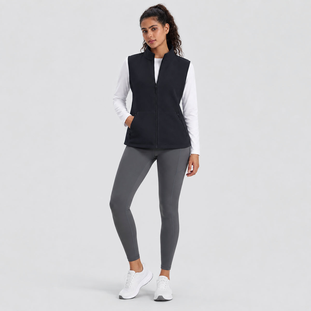 Women's Fleece Vest Lightweight Zip Up Sleeveless Warm Layer with Pockets