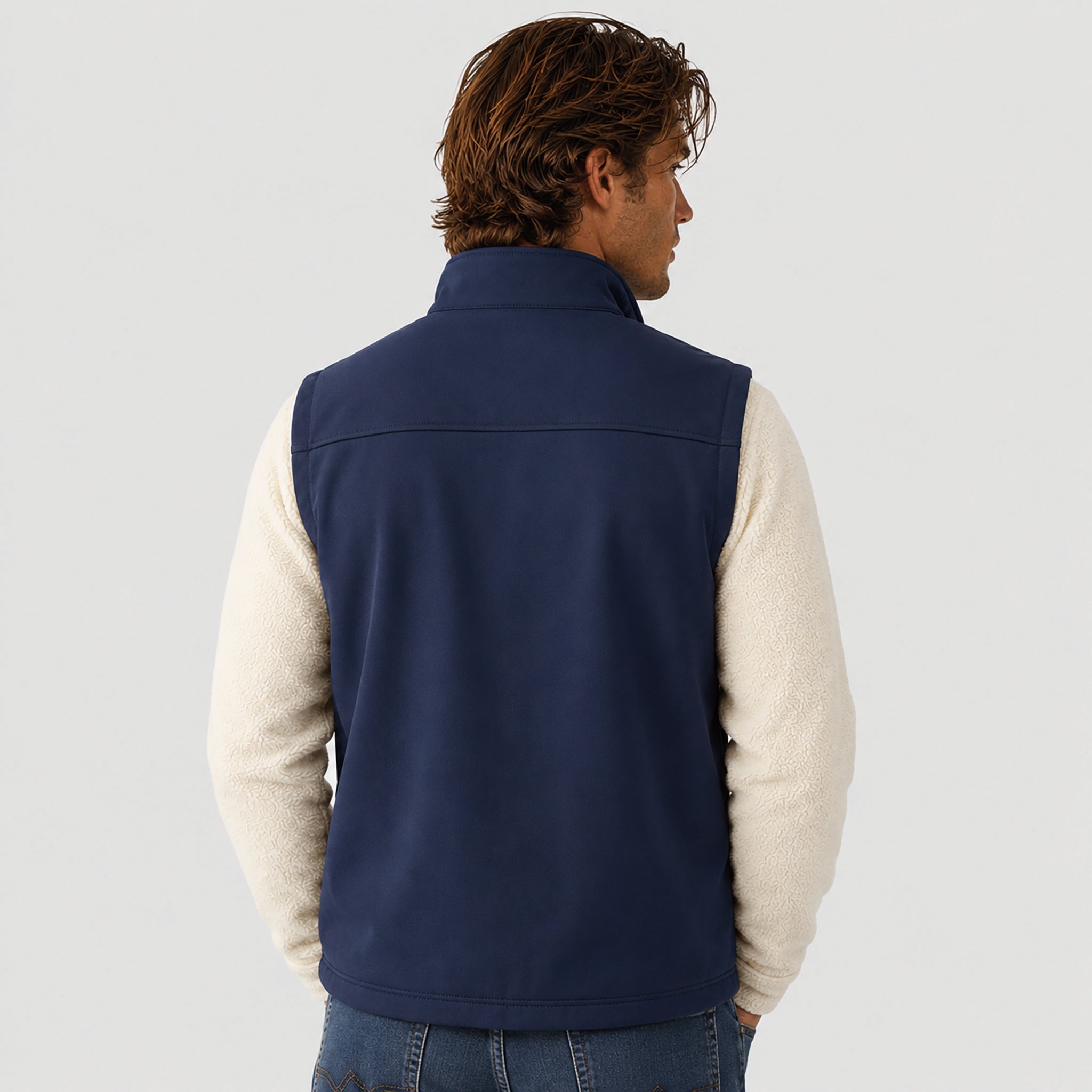 Men's Waterproof Softshell Vest 6-Pocket Fleece Lined Golf Windbreaker