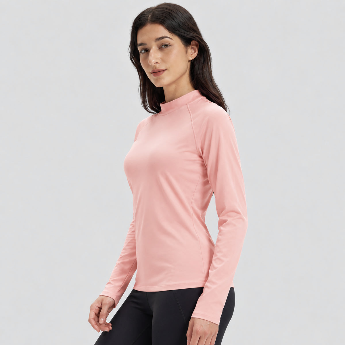 Women's Fleece Lined Thermal Shirt Mock Neck Long Sleeve Base Layer