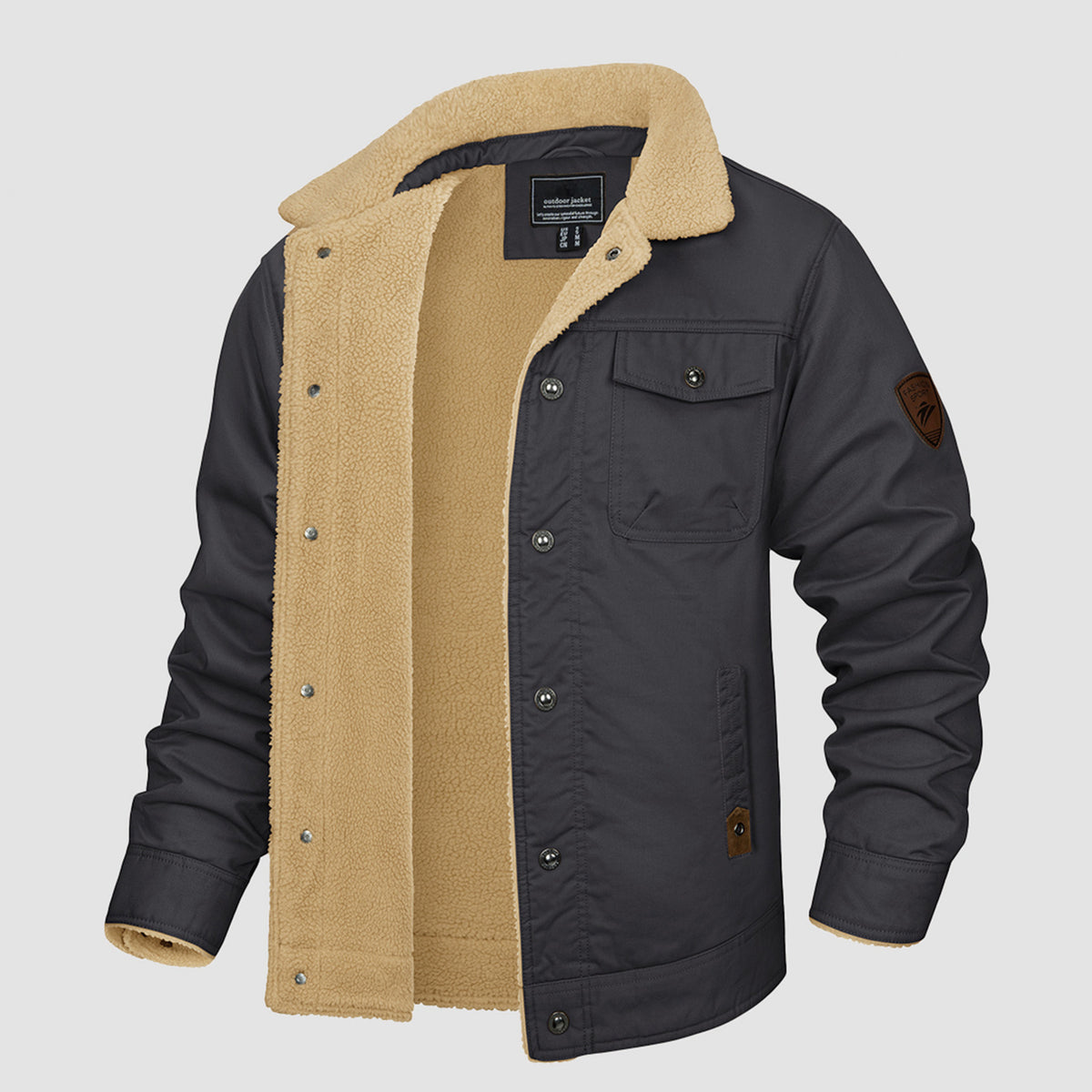 Men's Sherpa Lined Trucker Jacket | Casual Denim Canvas Coat