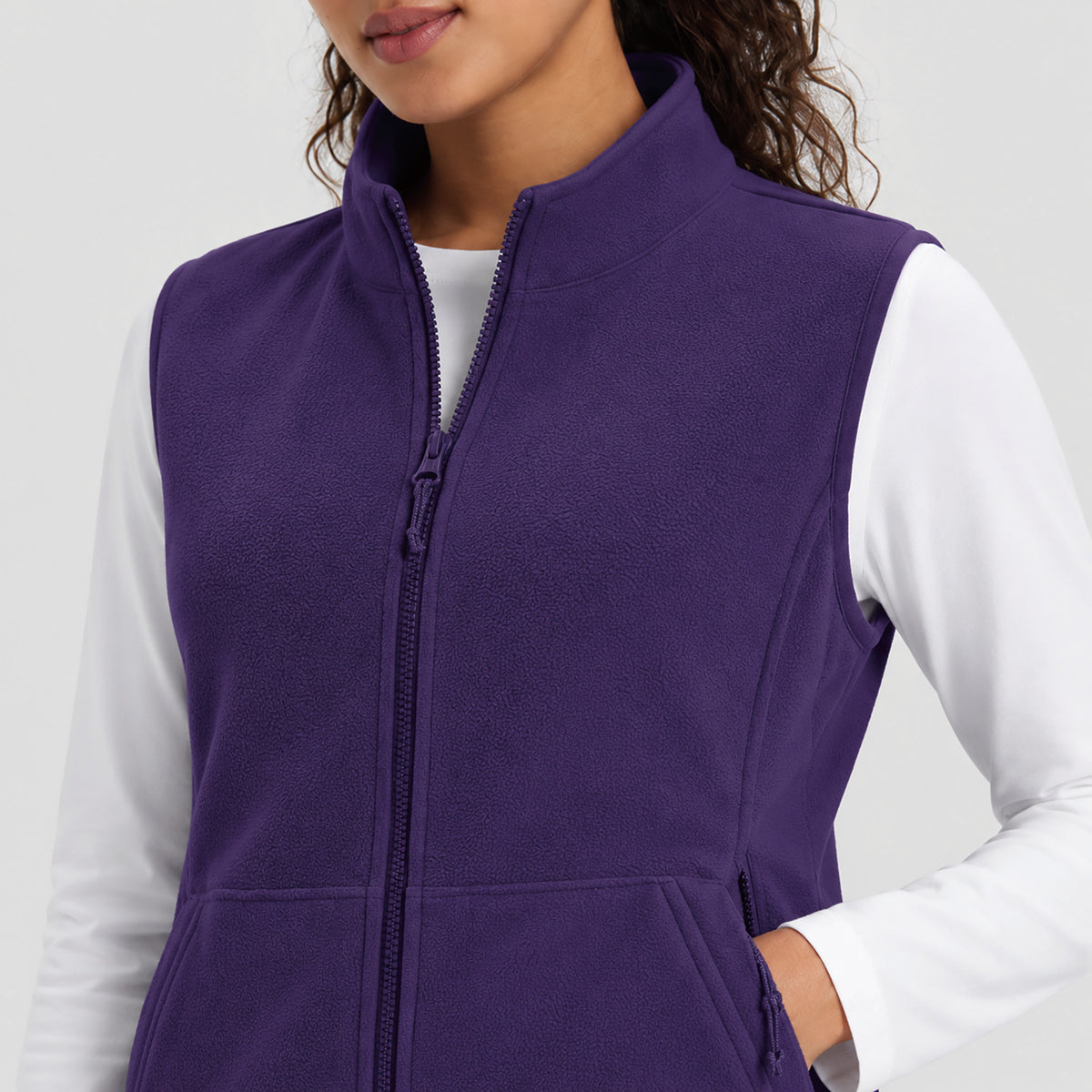 Women's Fleece Vest Lightweight Zip Up Sleeveless Warm Layer with Pockets