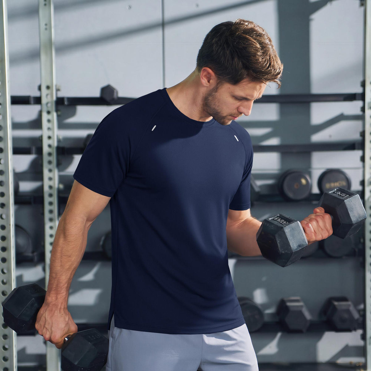 Men's Quick Dry Short Sleeve Athletic Shirt Breathable Mesh Workout Top