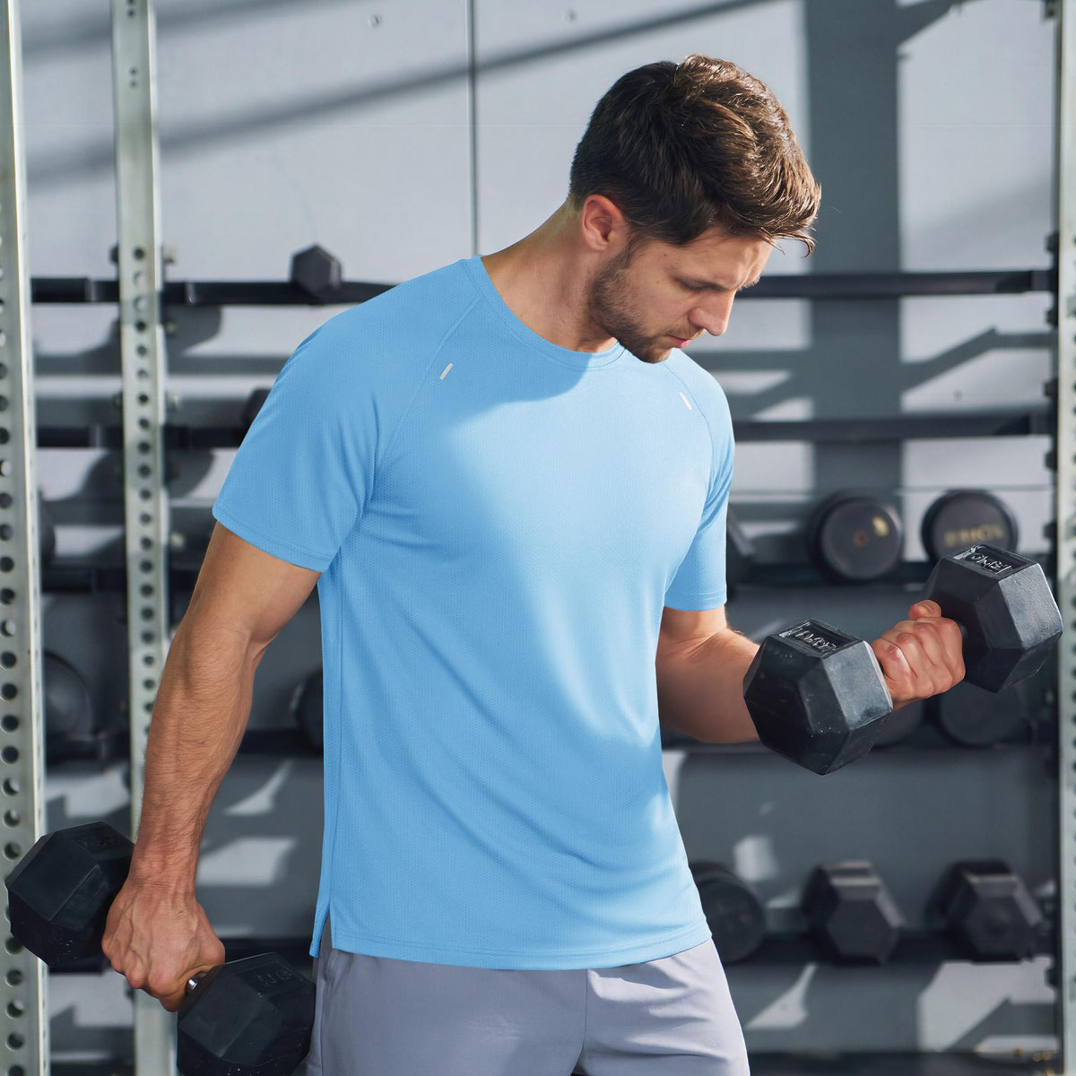 Men's Quick Dry Short Sleeve Athletic Shirt Breathable Mesh Workout Top