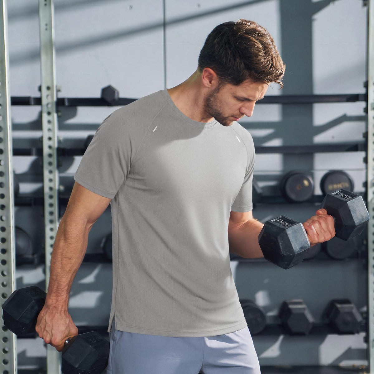 Men's Quick Dry Short Sleeve Athletic Shirt Breathable Mesh Workout Top