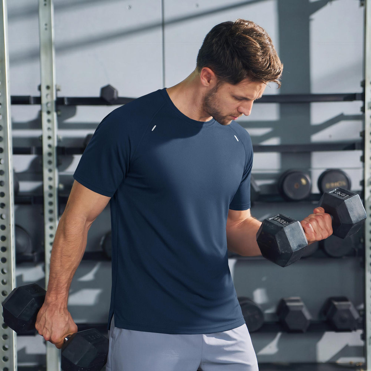 Men's Quick Dry Short Sleeve Athletic Shirt Breathable Mesh Workout Top