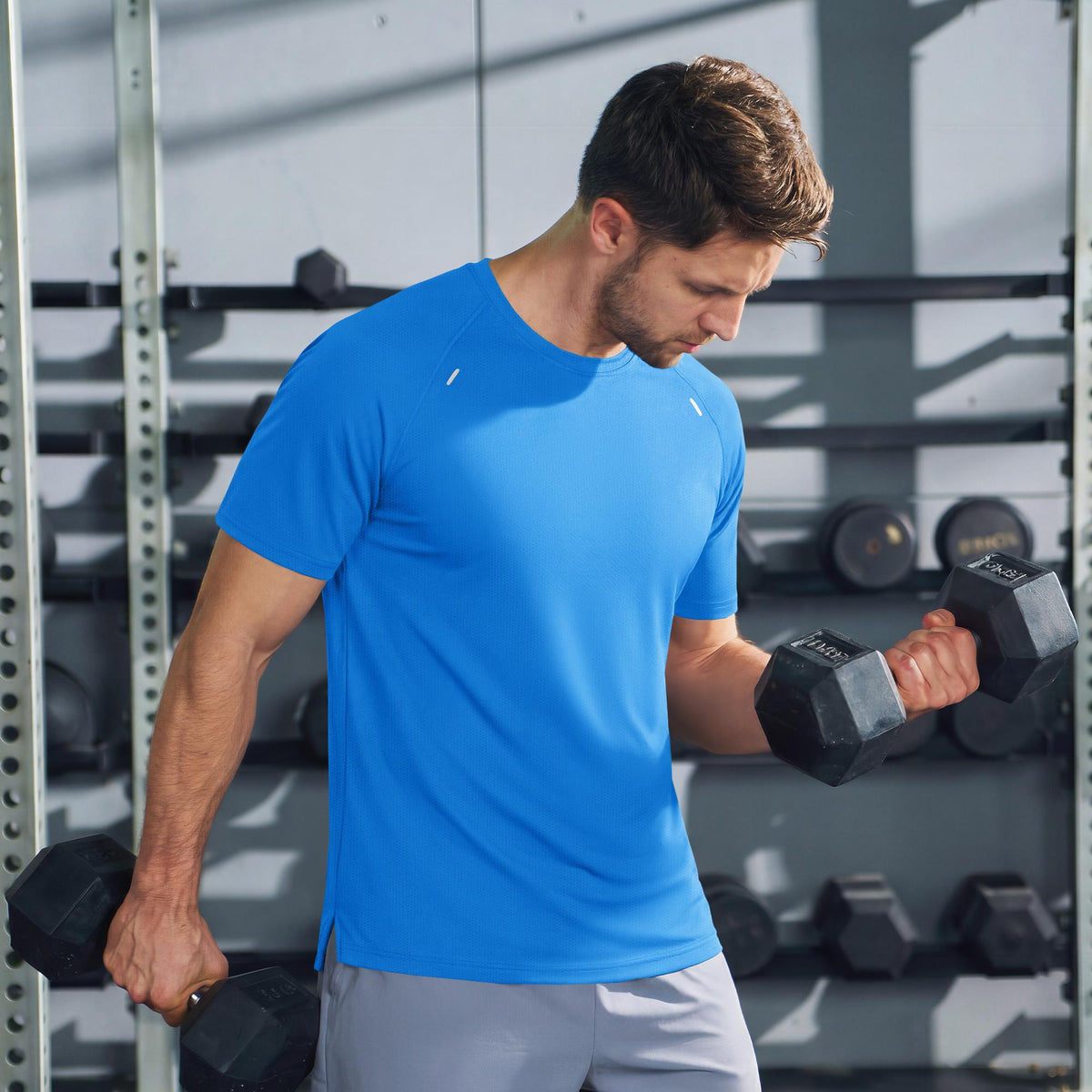 Men's Quick Dry Short Sleeve Athletic Shirt Breathable Mesh Workout Top
