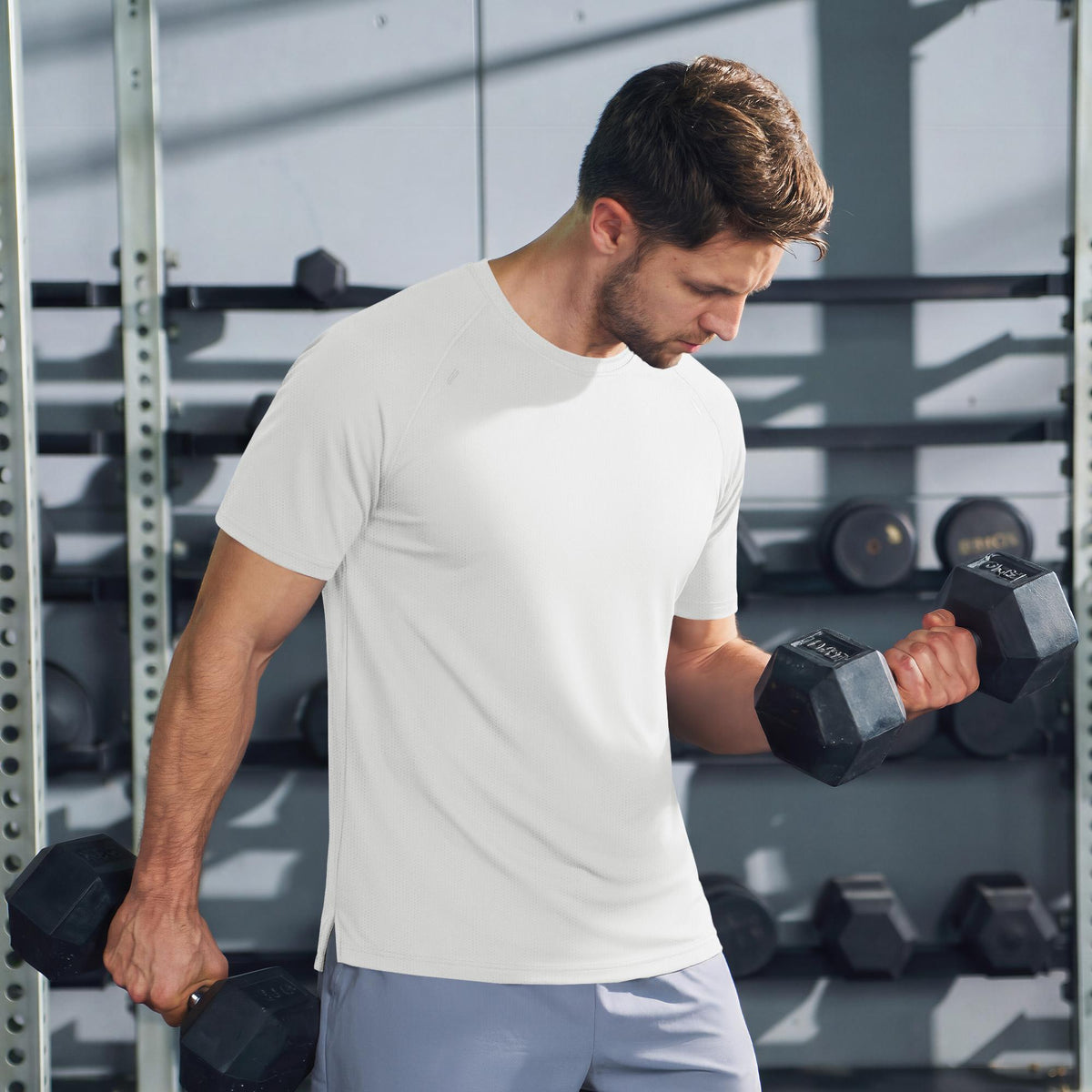 Men's Quick Dry Short Sleeve Athletic Shirt Breathable Mesh Workout Top
